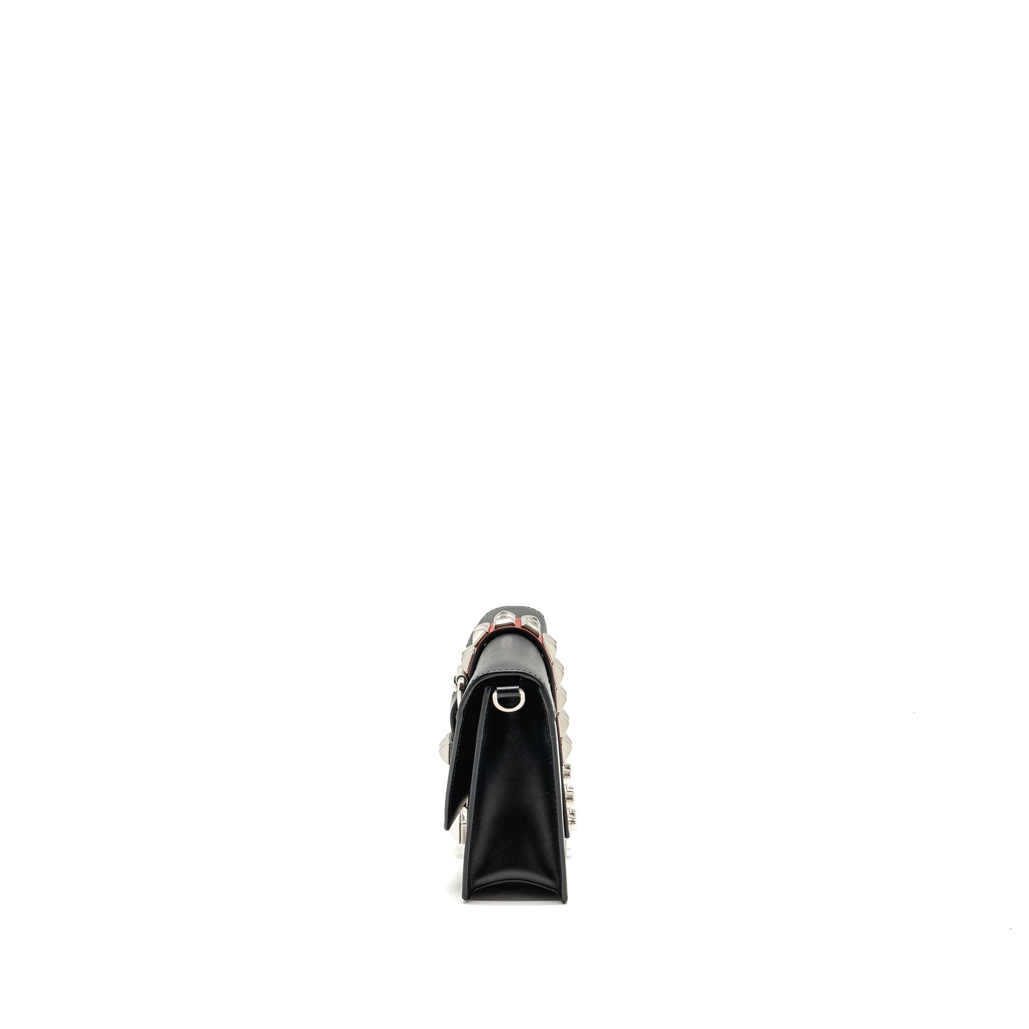 PRADA ELECTRA CITY FLAP BAG CALFSKIN BLACK/RED SHW