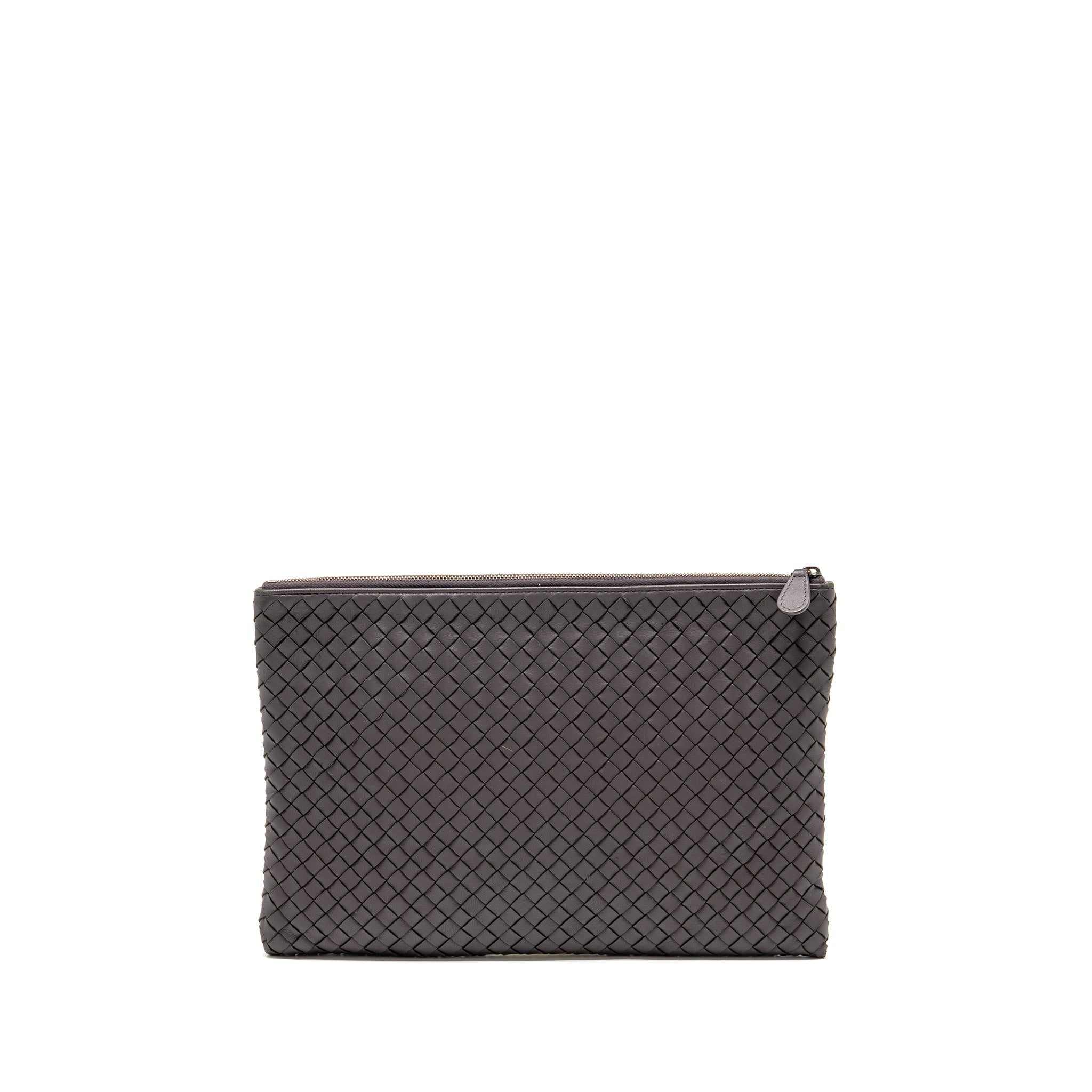 BOTTEGA VENETA INTRECCIATO CLUTCH LEATHER BROWN SHW
