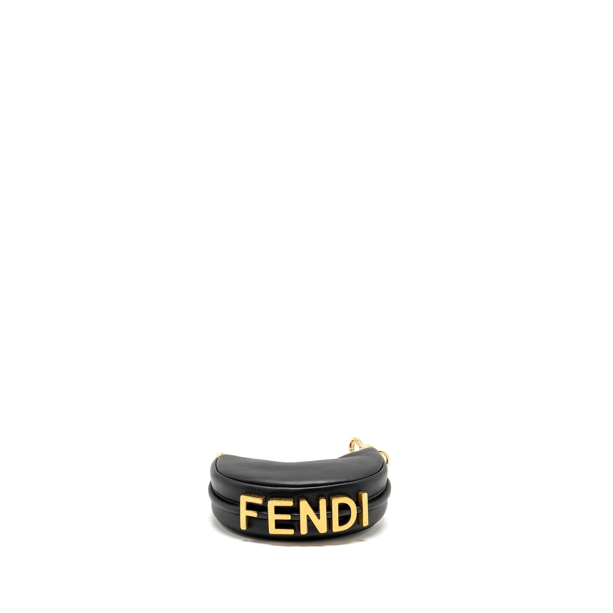 FENDI NANO FENDIGRAPHY LEATHER CHARM CALFSKIN BLACK GHW