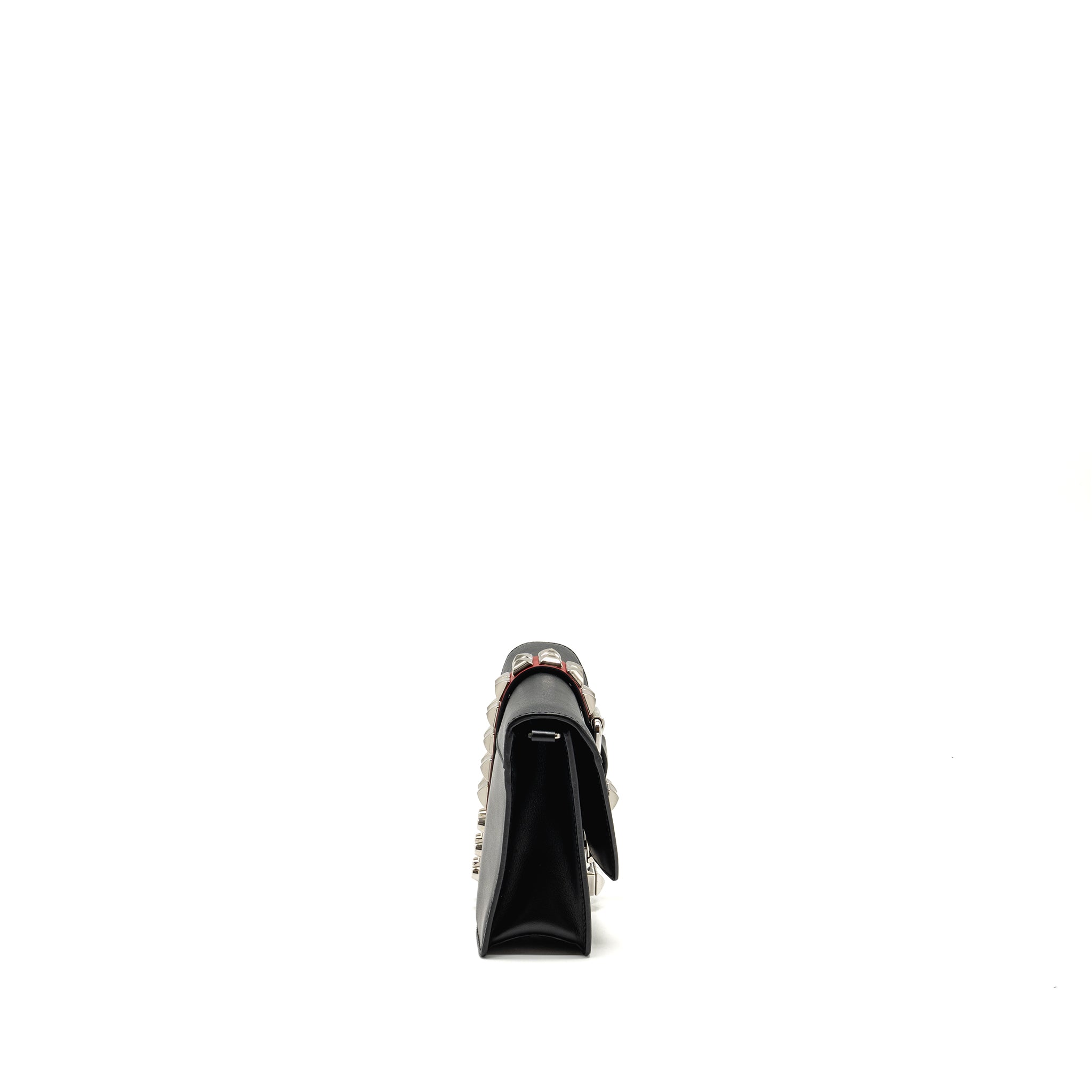 PRADA ELECTRA CITY FLAP BAG CALFSKIN BLACK/RED SHW