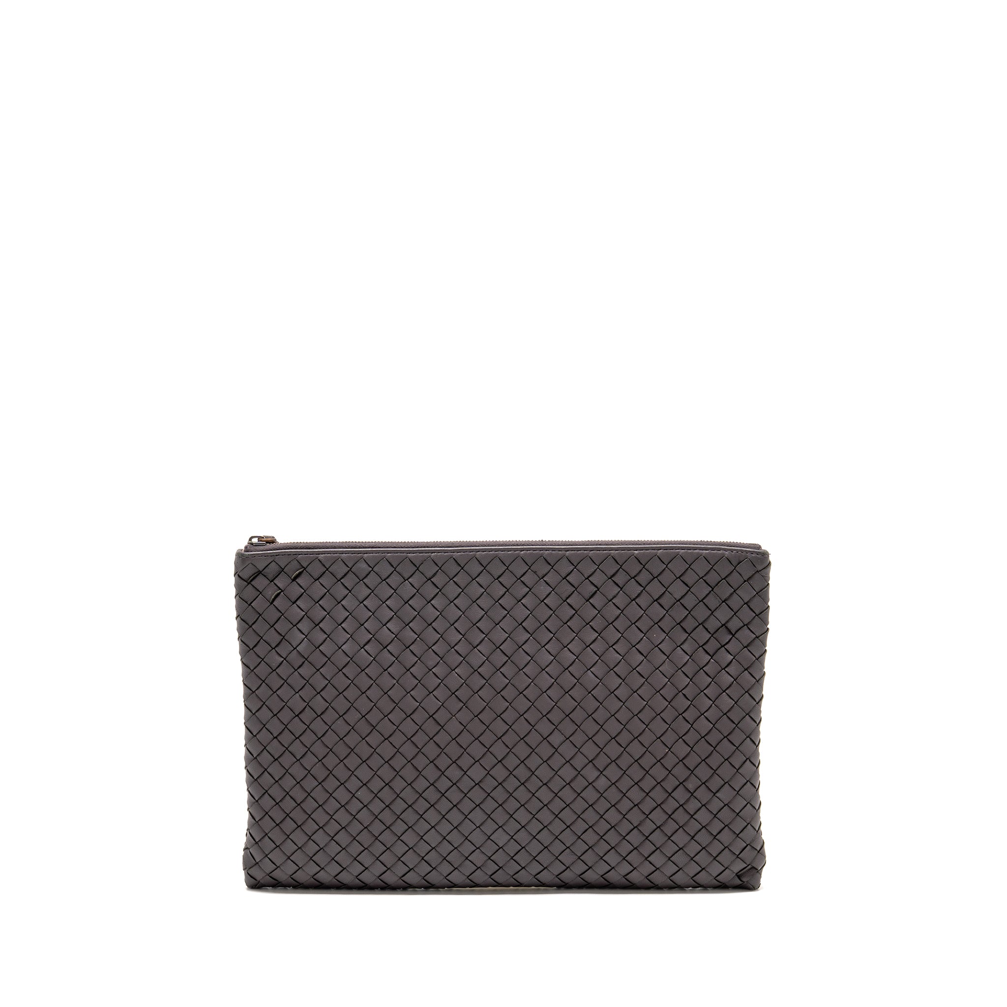 BOTTEGA VENETA INTRECCIATO CLUTCH LEATHER BROWN SHW