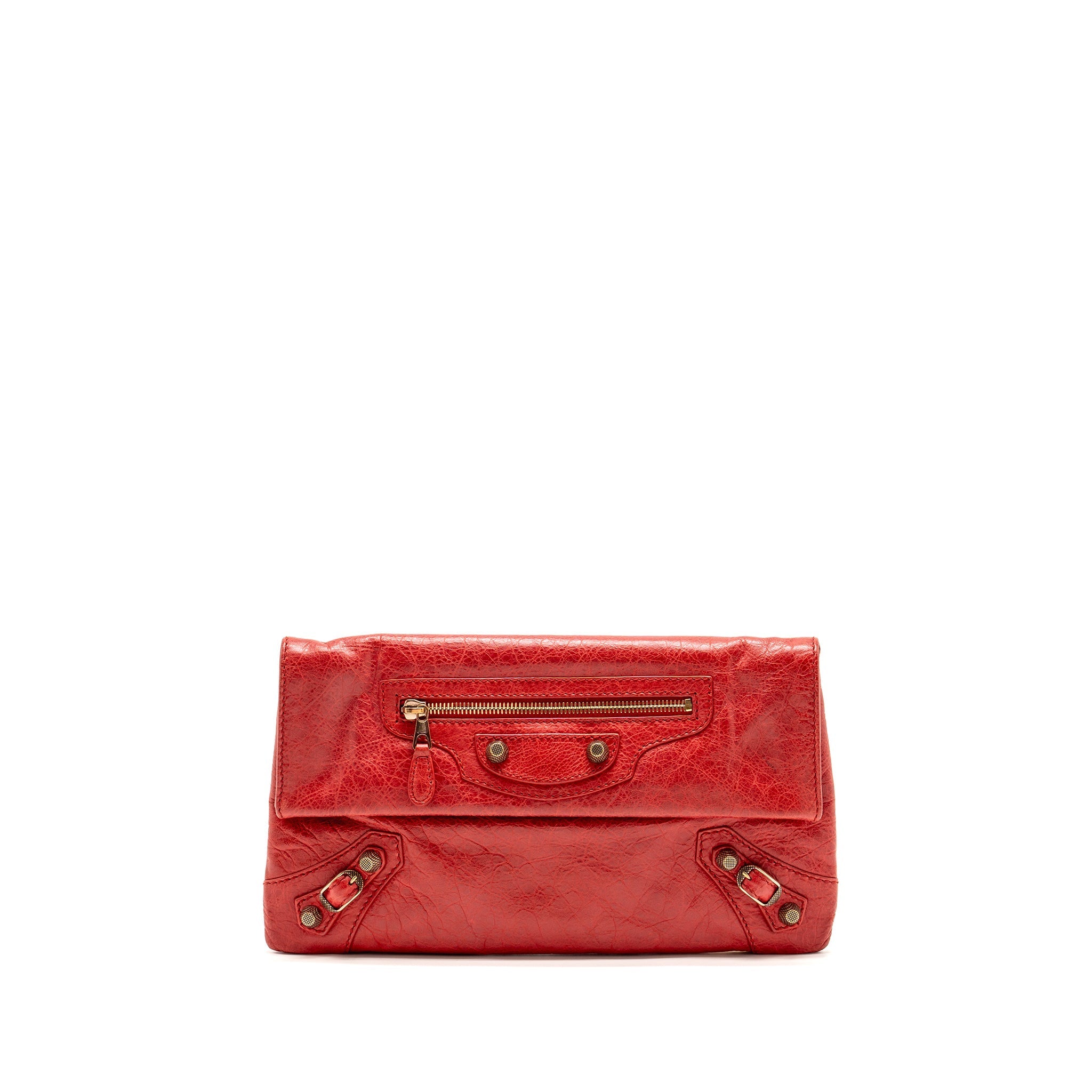 BALENCIAGA CITY FOLD CLUTCH LEATHER RED GHW