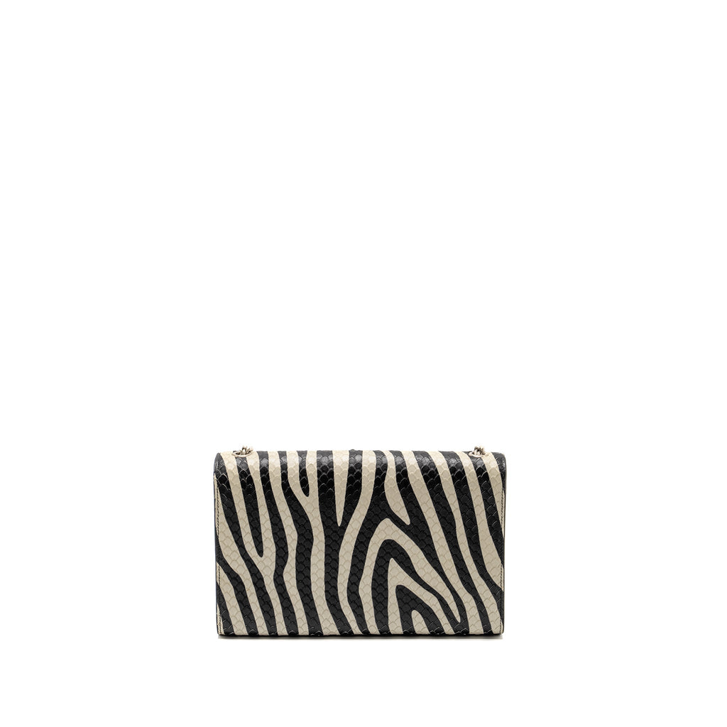 SAINT LAURENT/YSL MEDIUM KATE SHOULDER BAG WITH TASSEL EMBOSSED LEATHER BLACK/WHITE SHW
