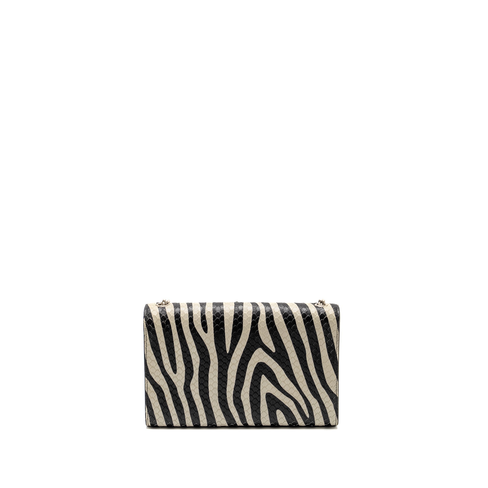 SAINT LAURENT/YSL MEDIUM KATE SHOULDER BAG WITH TASSEL EMBOSSED LEATHER BLACK/WHITE SHW