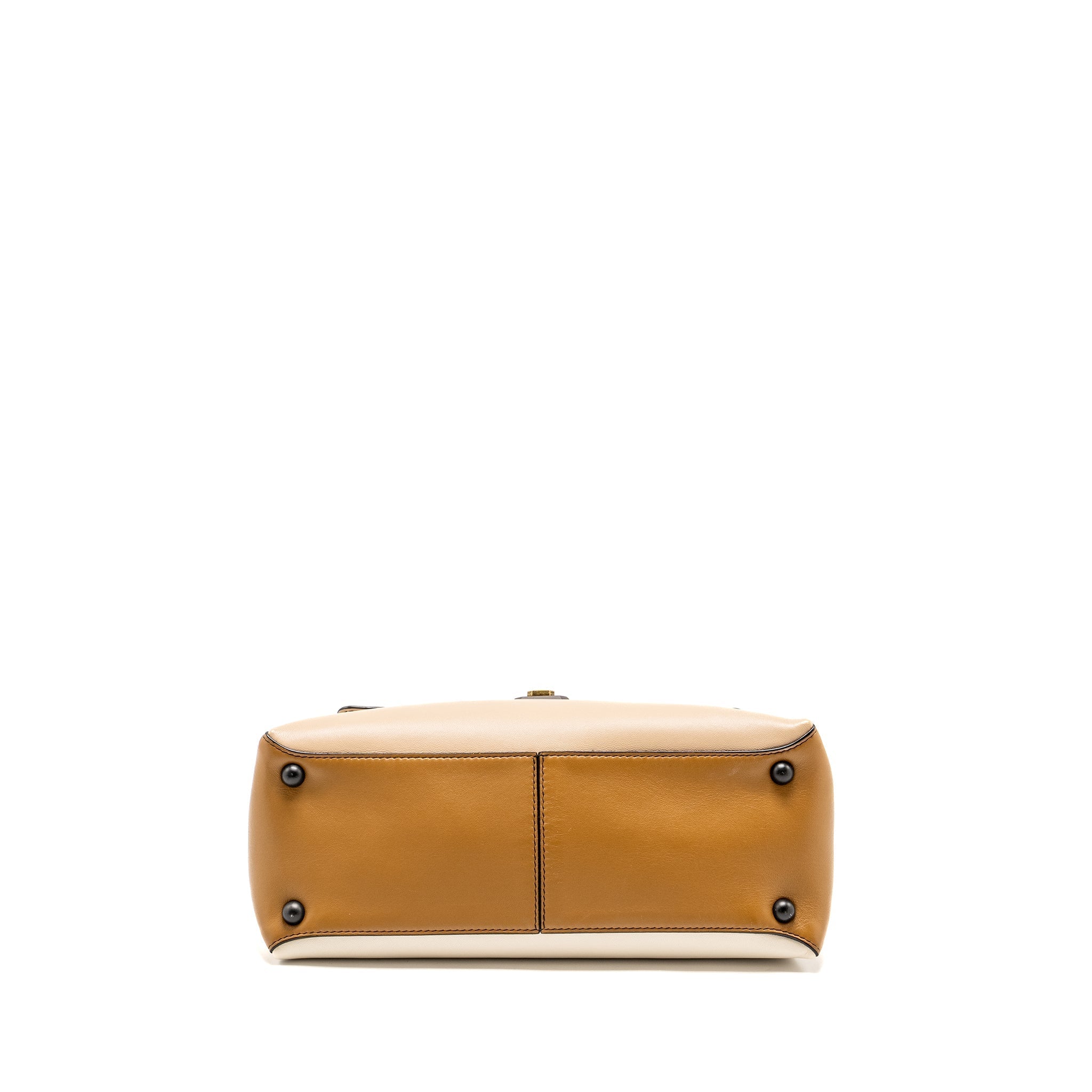 BOTTEGA VENETA TOP HANDLE PIAZZA BAG NAPPA WHITE/BEIGE/LIGHT BROWN MULTICOLOUR HARDWARE