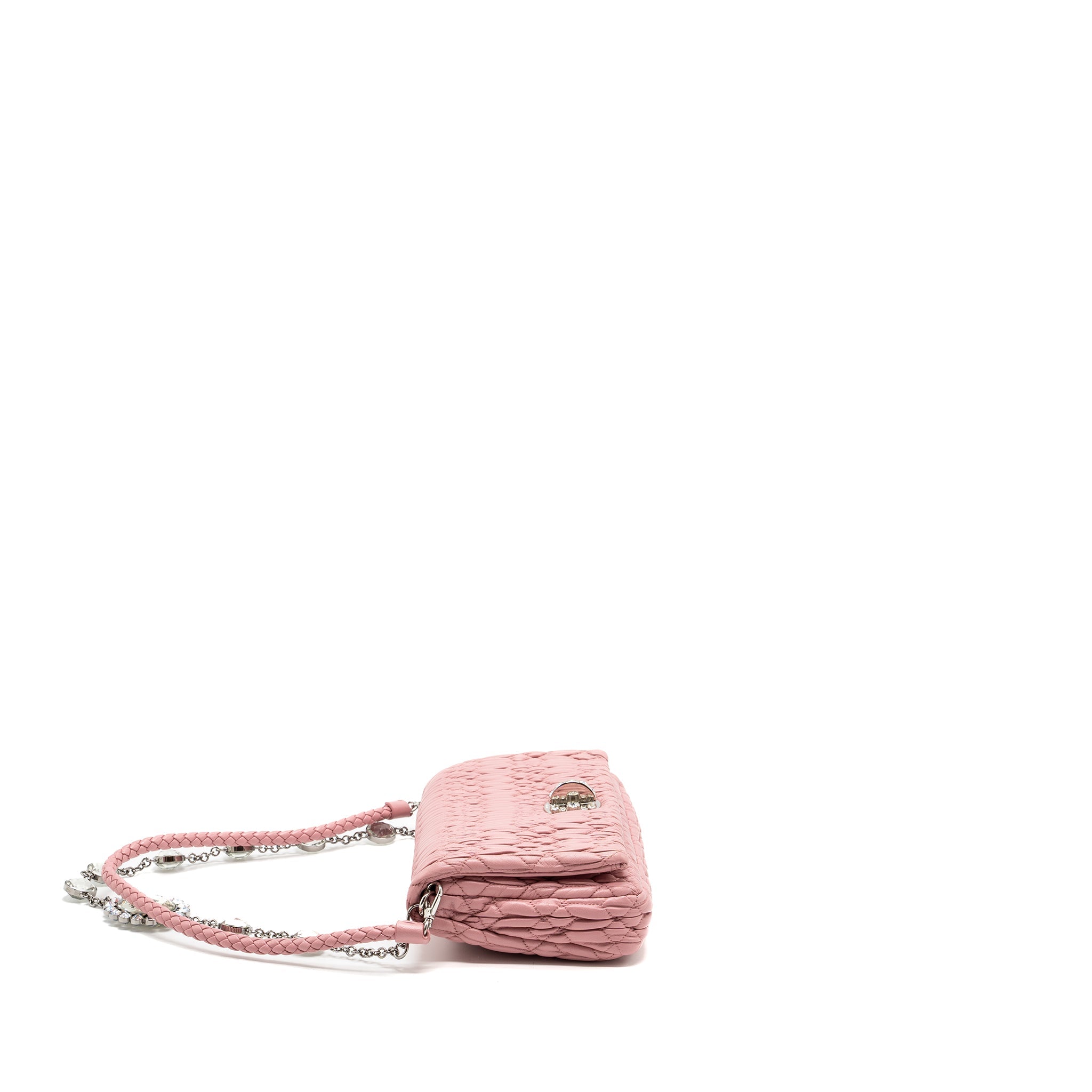 MIU MIU CRYSTAL SHOULDER BAG LAMBSKIN PINK SHW