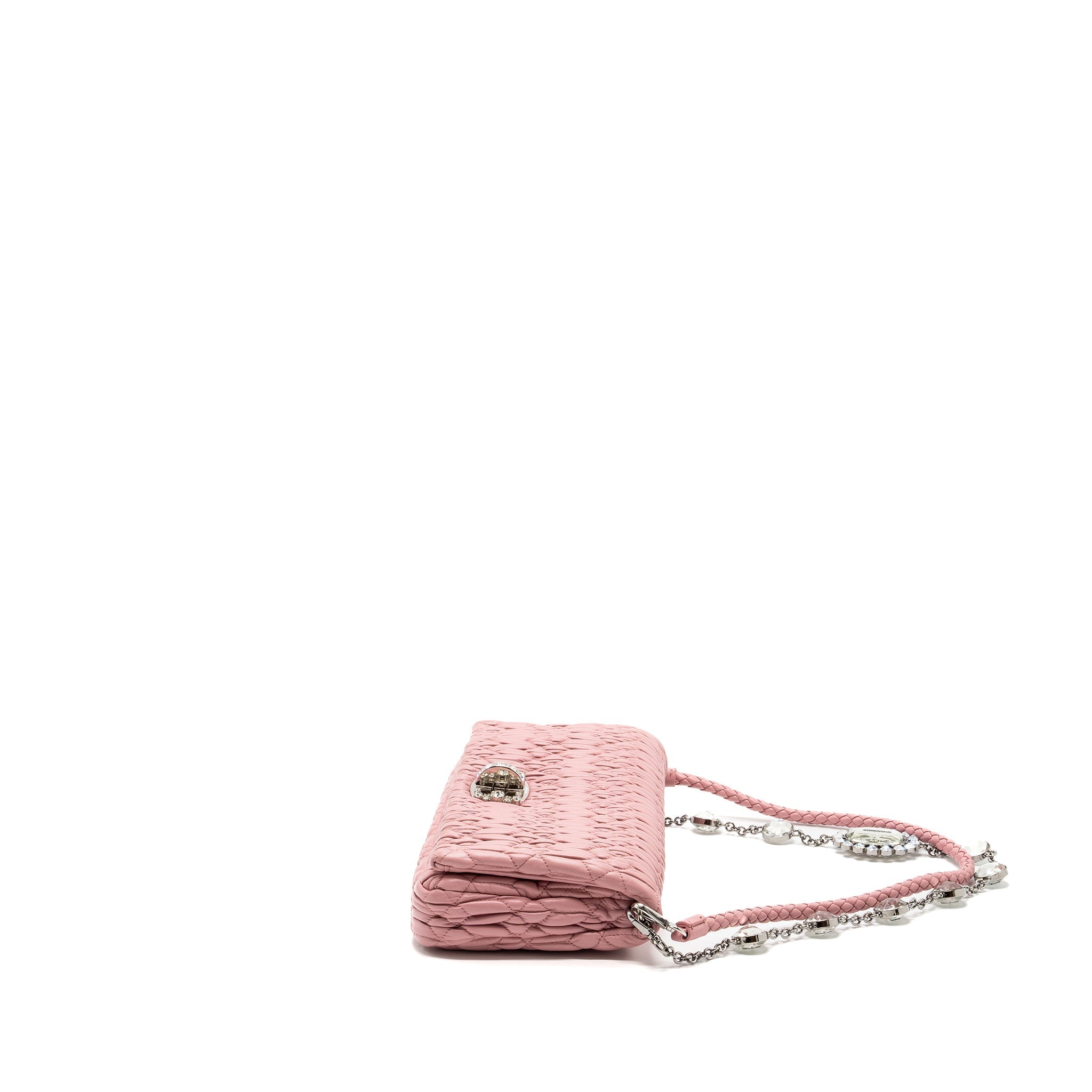 MIU MIU CRYSTAL SHOULDER BAG LAMBSKIN PINK SHW