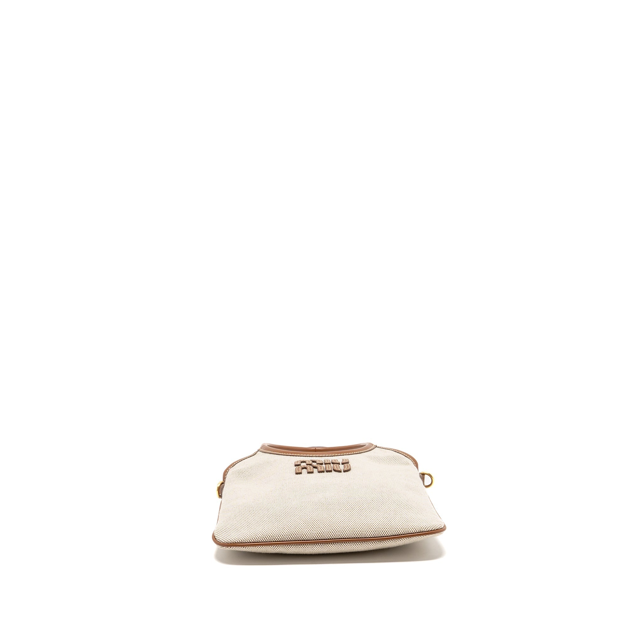 MIU MIU MINI IVY BAG CANVAS/LEATHER BEIGE/BRANDY GHW