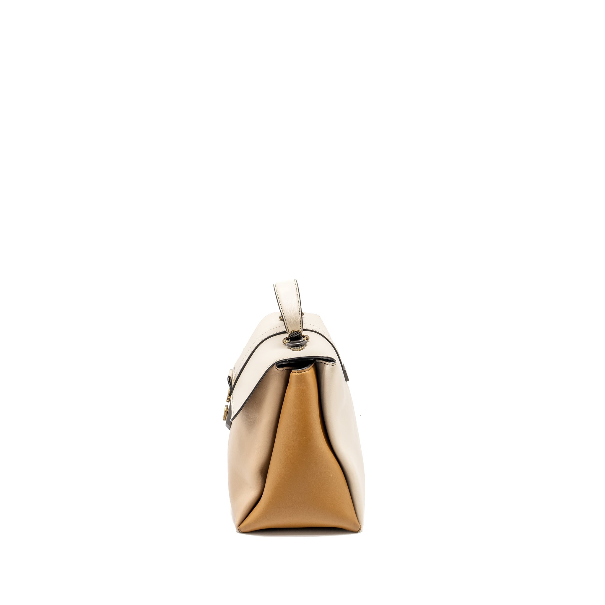 BOTTEGA VENETA TOP HANDLE PIAZZA BAG NAPPA WHITE/BEIGE/LIGHT BROWN MULTICOLOUR HARDWARE