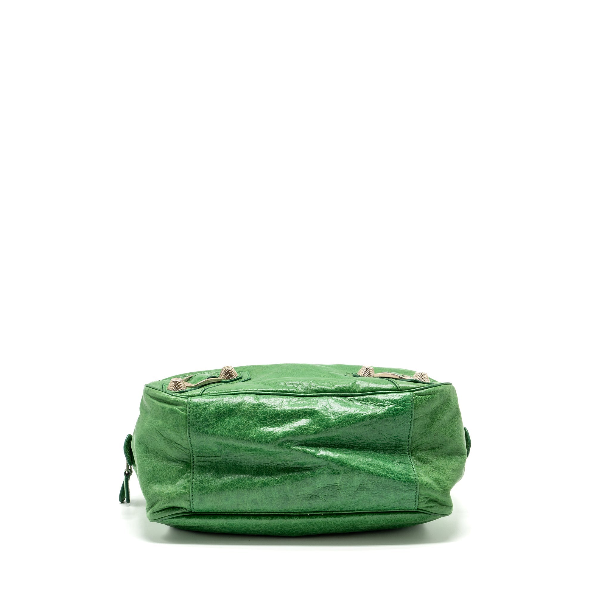 BALENCIAGA ZIP HANDLE BAG GREEN LEATHER SHW