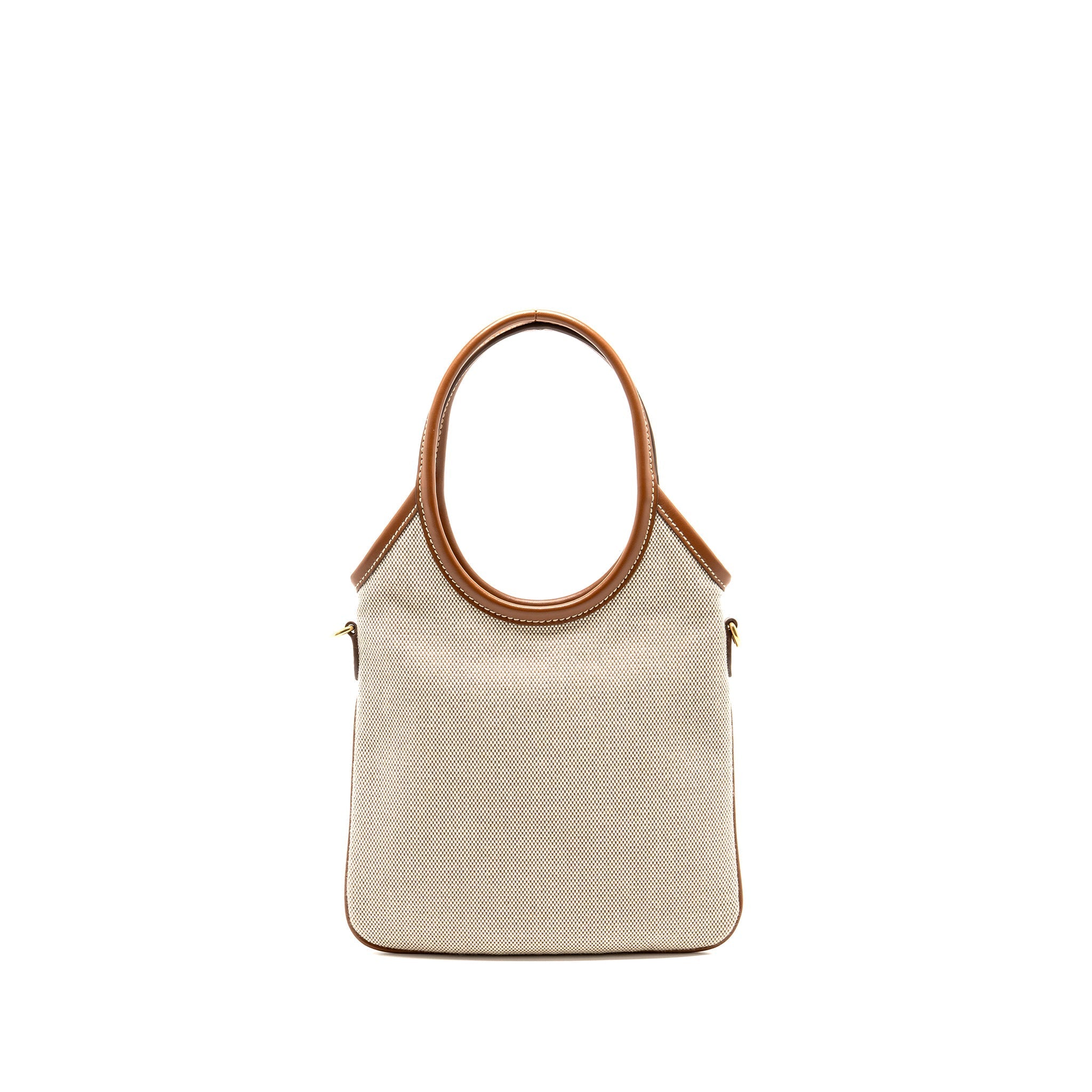 MIU MIU MINI IVY BAG CANVAS/LEATHER BEIGE/BRANDY GHW