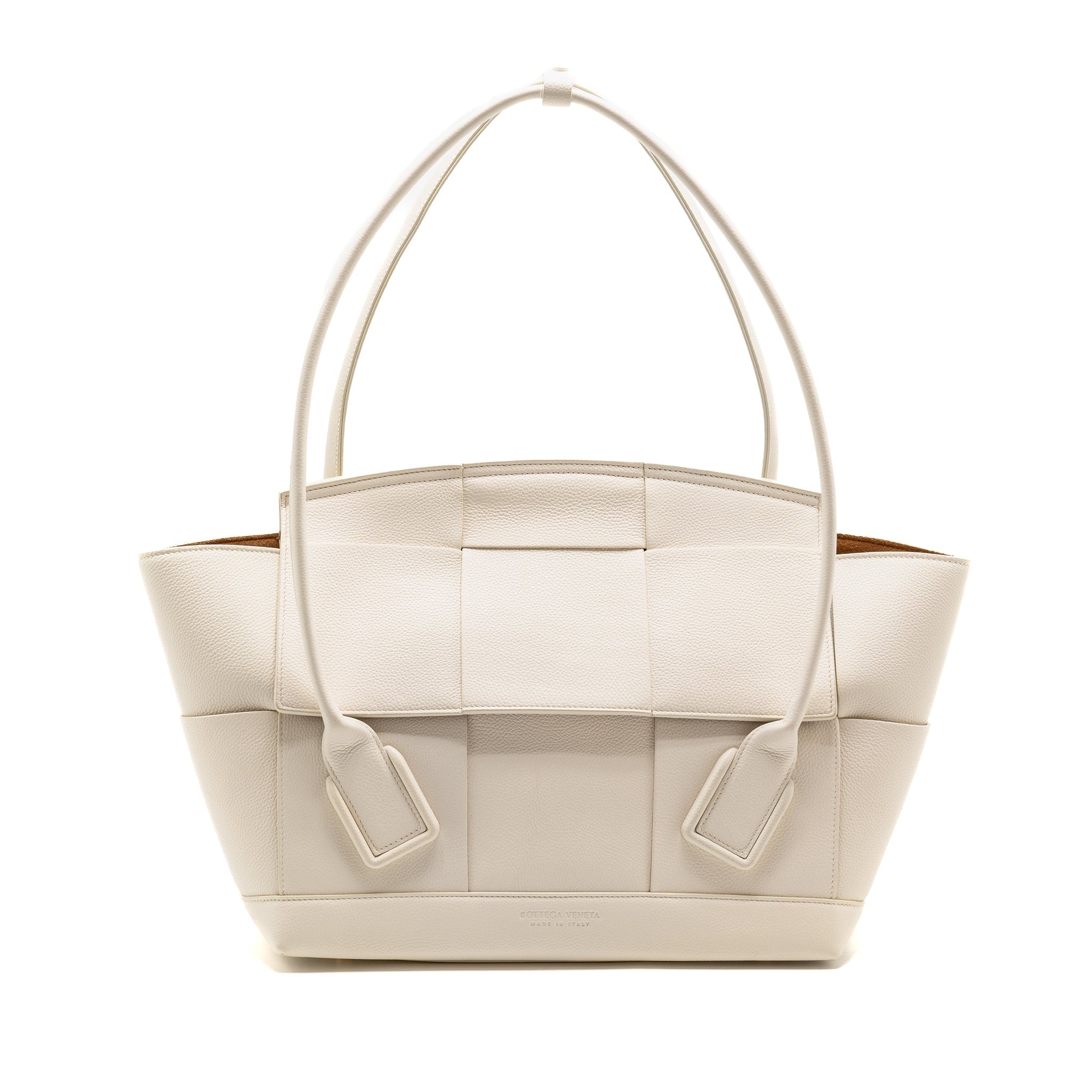 BOTTEGA VENETA LARGE ARCO TOTE BAG GRAINED CALFSKIN WHITE GHW