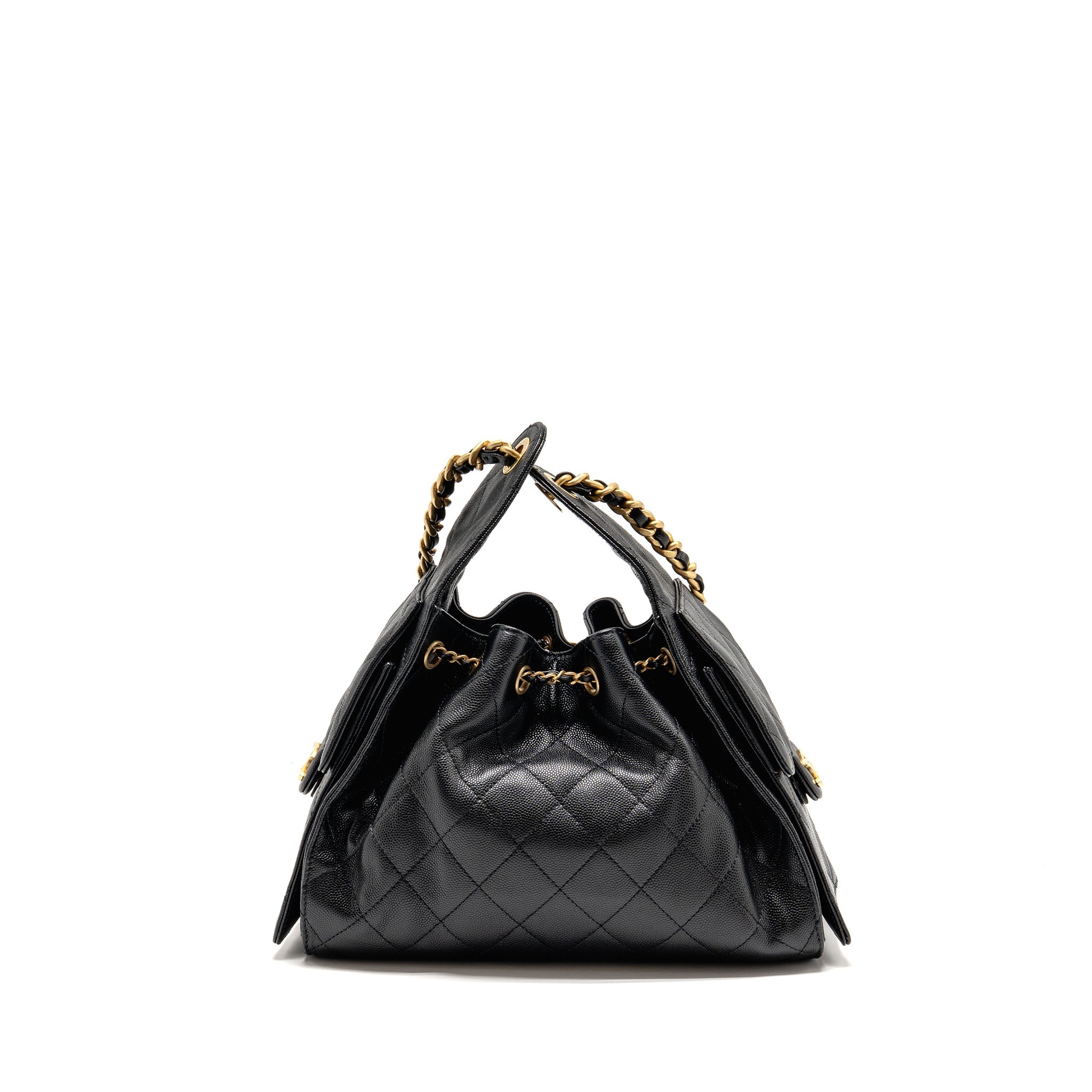 CHANEL SMALL 25 BAG CAVIAR BLACK GHW (MICROCHIP)
