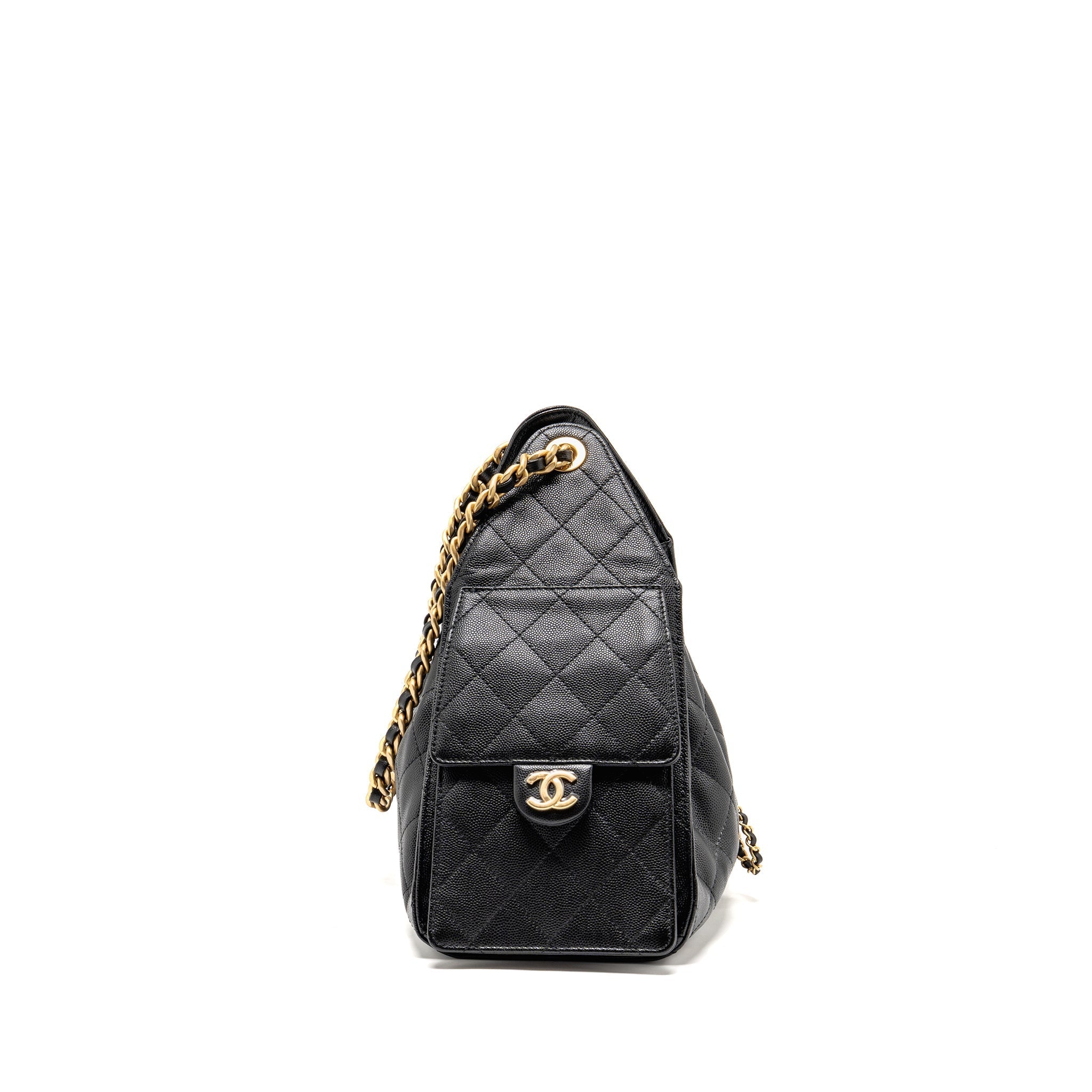 CHANEL SMALL 25 BAG CAVIAR BLACK GHW (MICROCHIP)