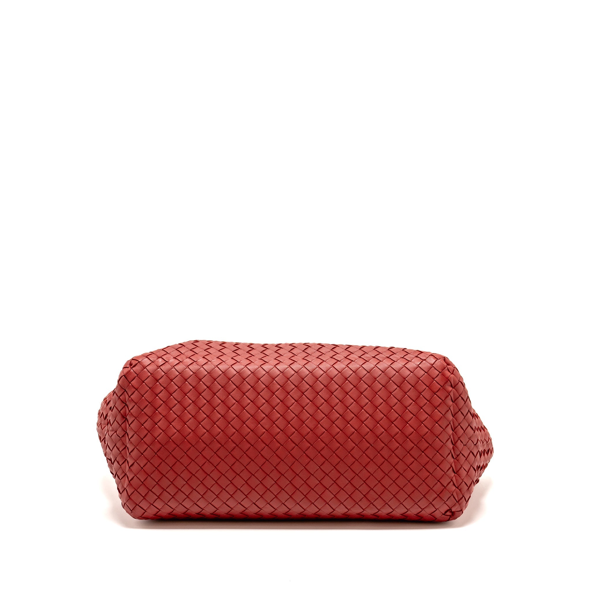 BOTTEGA VENETA INTRECCIATO CHAIN SHOULDER BAG LEATHER RED/BLACK WITH BLACK HARDWARE