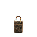 FENDI MINI SUNSHINE SHOPPER BAG FF CANVAS/CALFSKIN BROWN GHW