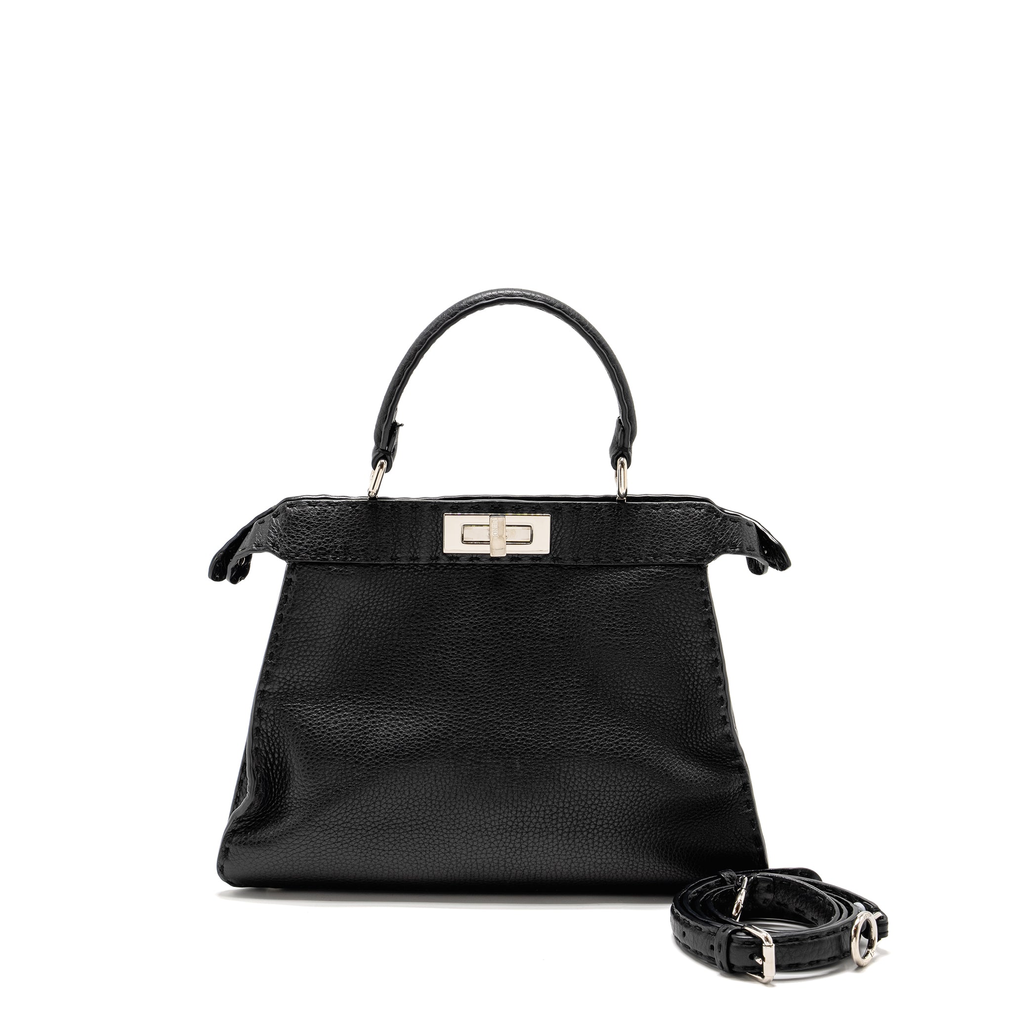 FENDI MEDIUM PEEKABOO BAG CALFSKIN BLACK SHW
