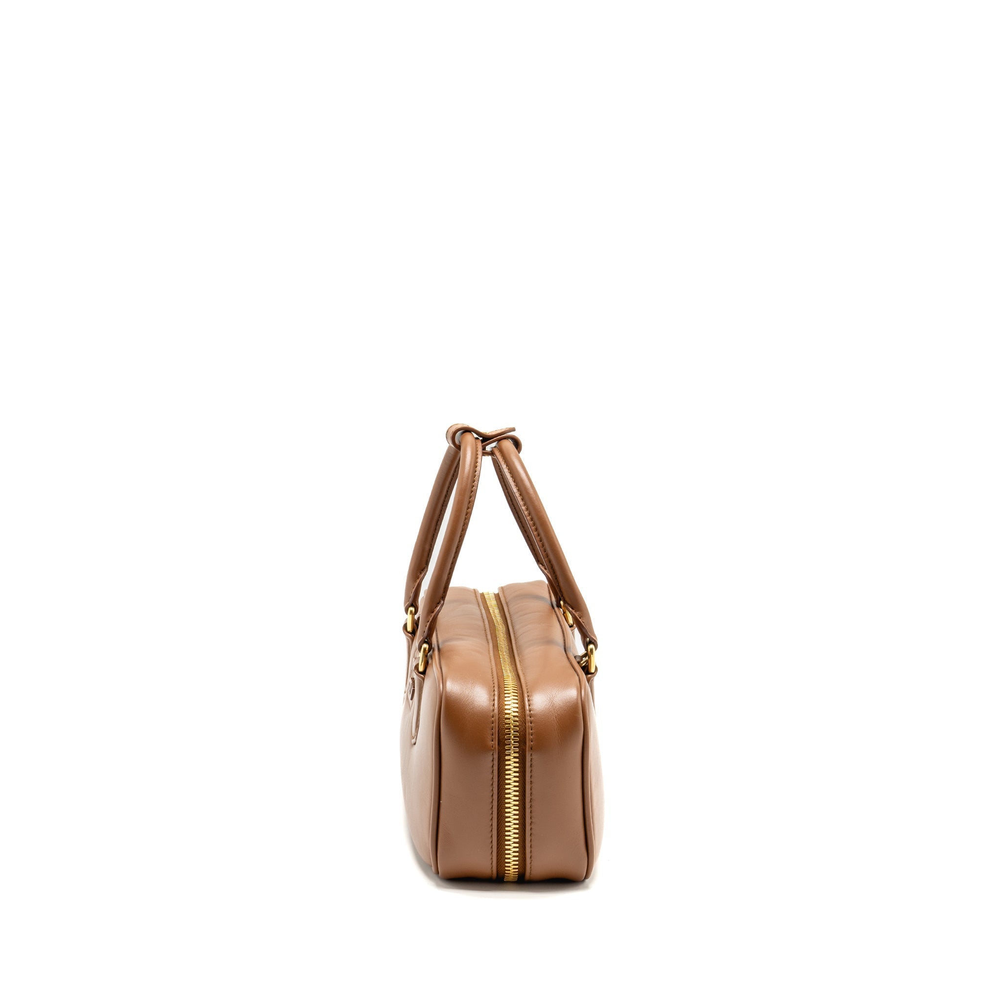 MIU MIU COGNAC ARCADIE LEATHER BAG BROWN GHW