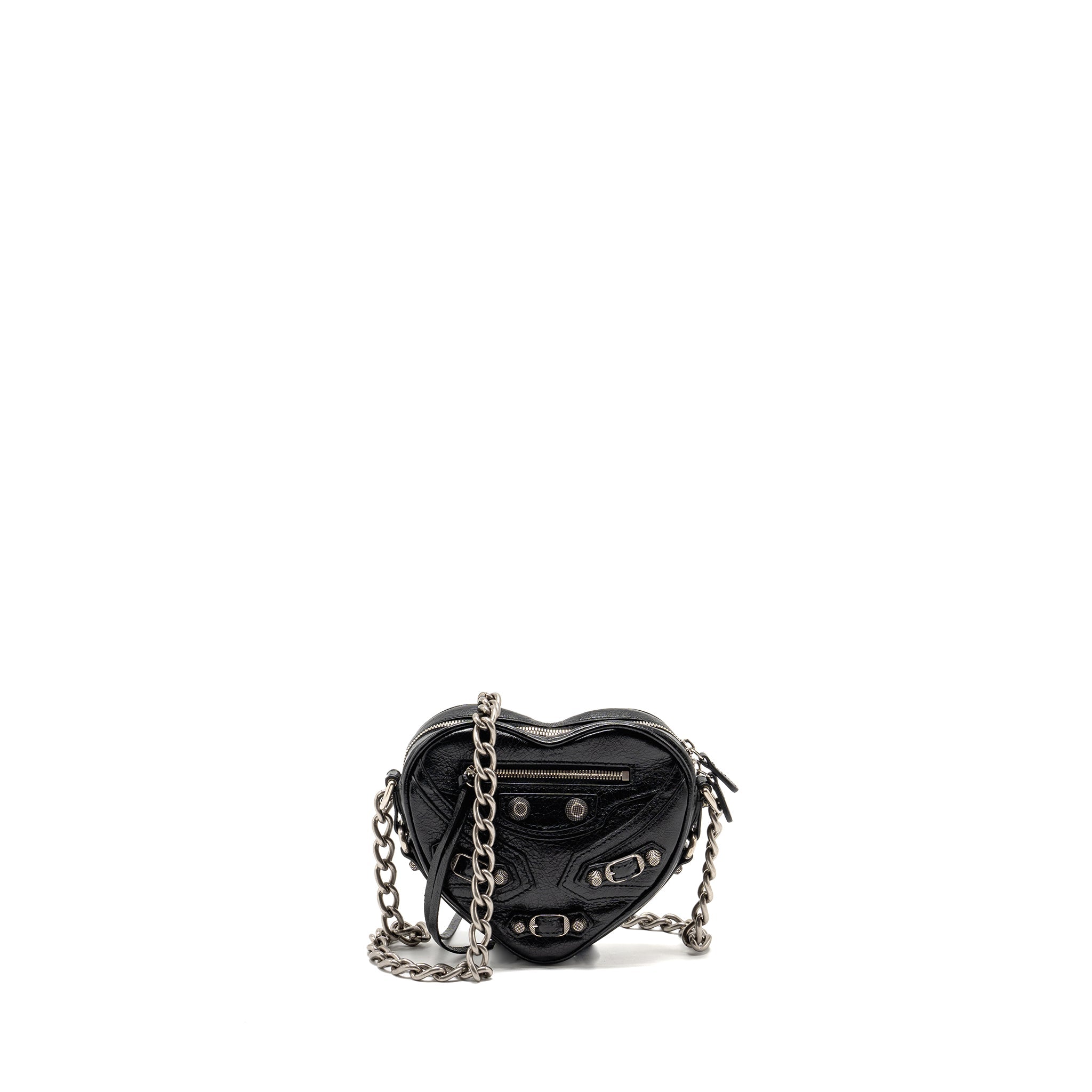 BALENCIAGA LE CAGOLE HEART MINI BAG LAMBSKIN BLACK SHW