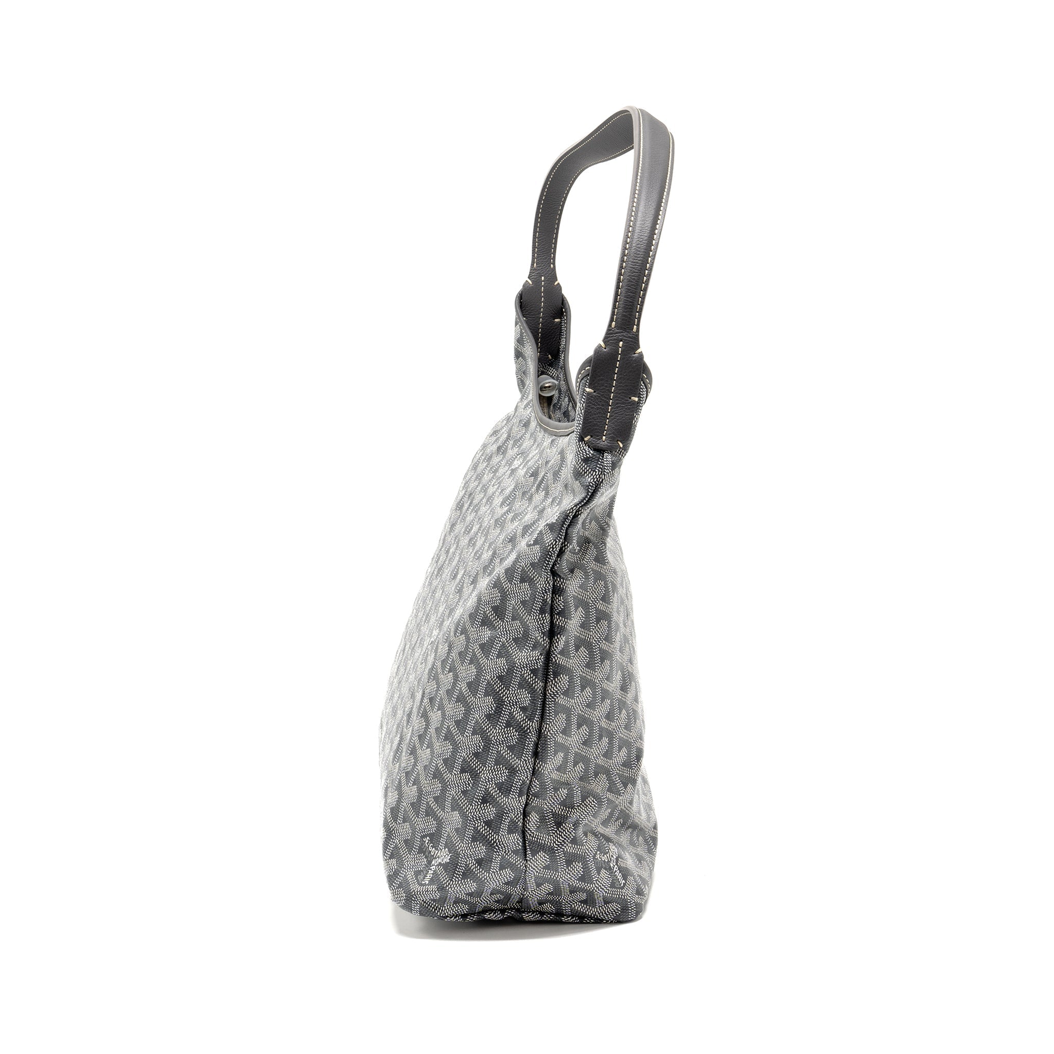 GOYARDBOHEME HOBO BAG GOYARDINE CANVAS/CALFSKIN GRIS SHW