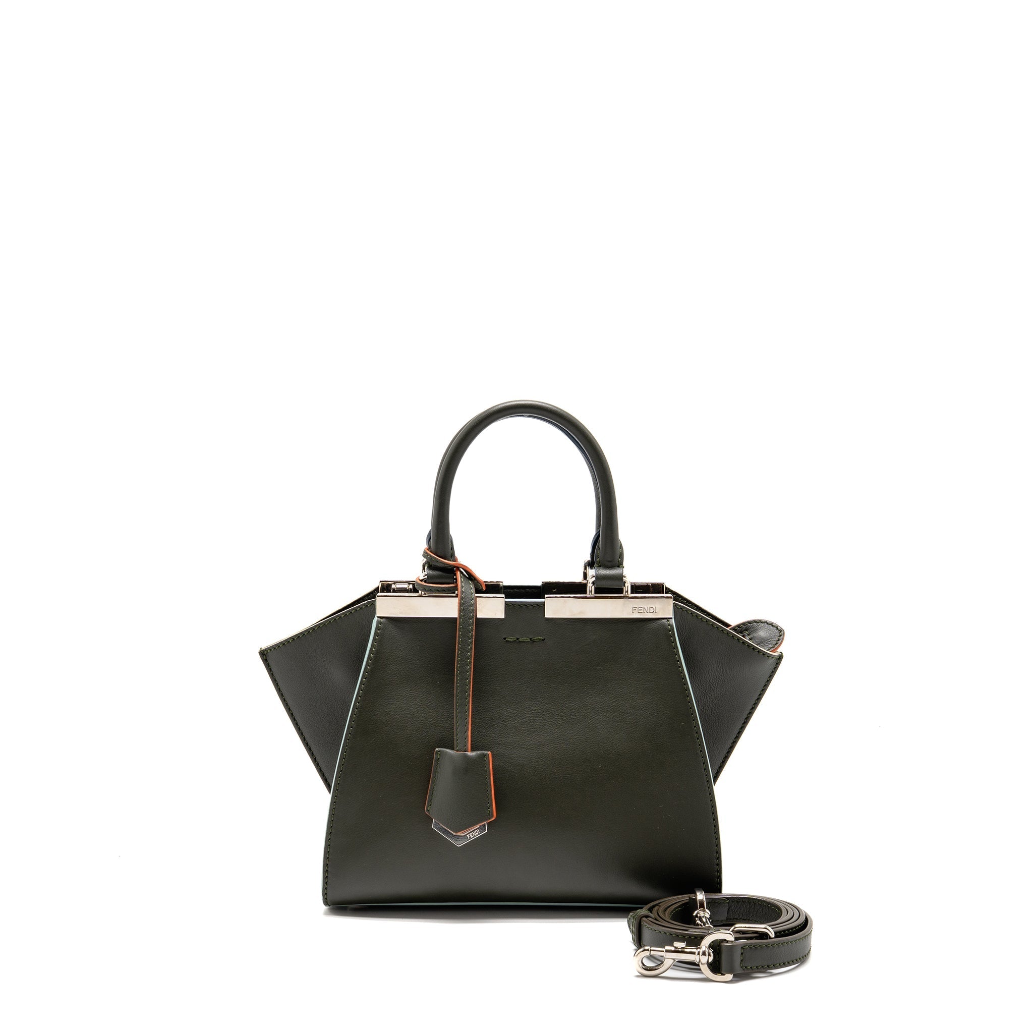FENDI MINI 3JOURS TOTE BAG CALFSKIN DARK GREEN SHW