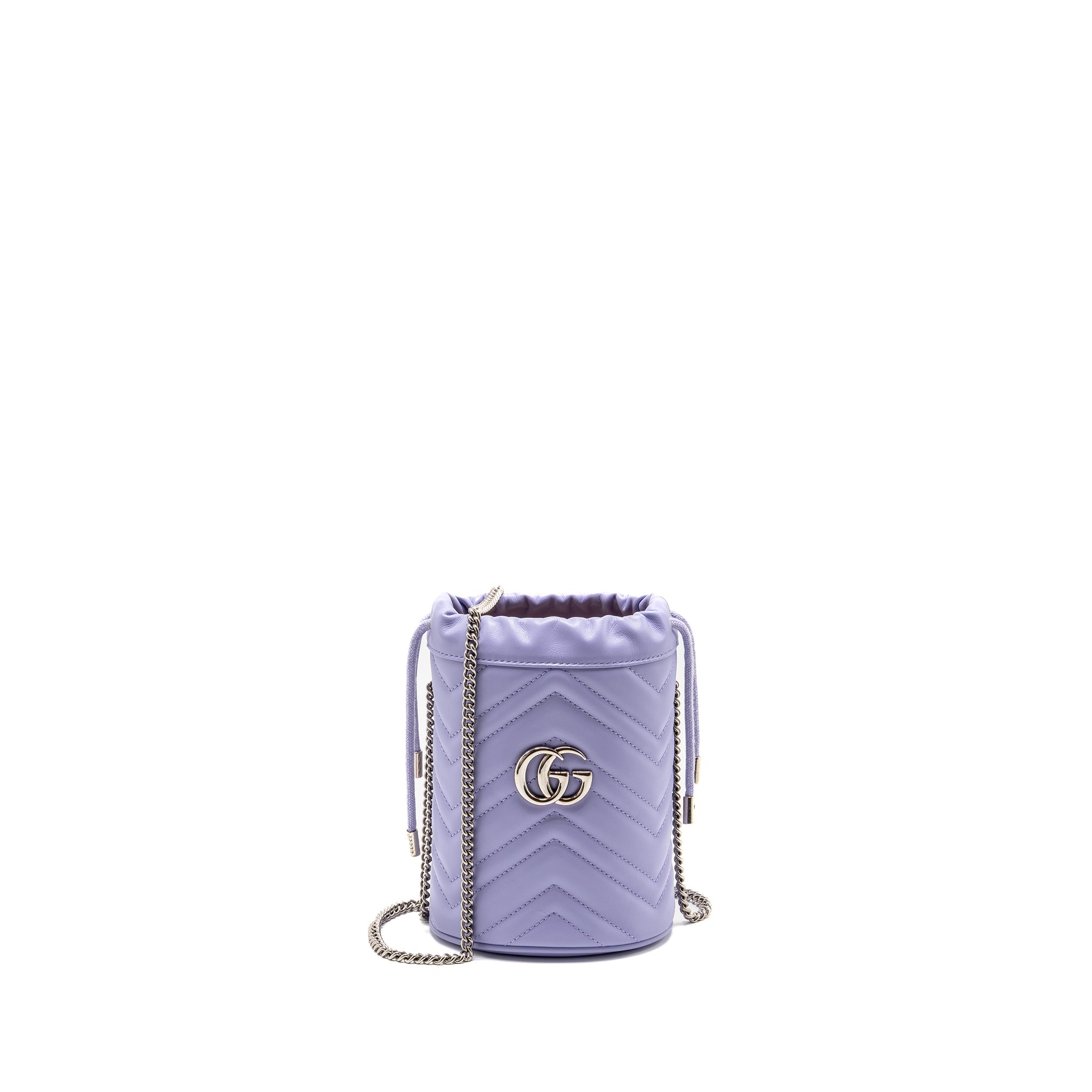 GUCCI GG MARMONT BUCKET BAG CALFSKIN LIGHT PURPLE SHW