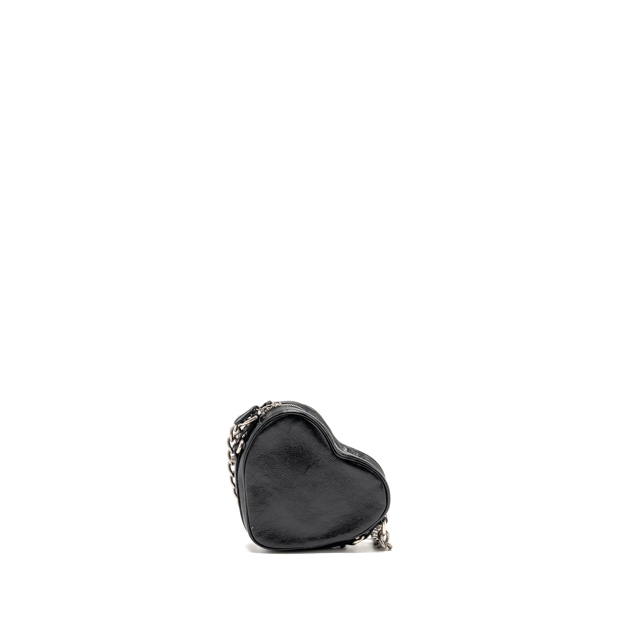 BALENCIAGA LE CAGOLE HEART MINI BAG LAMBSKIN BLACK SHW