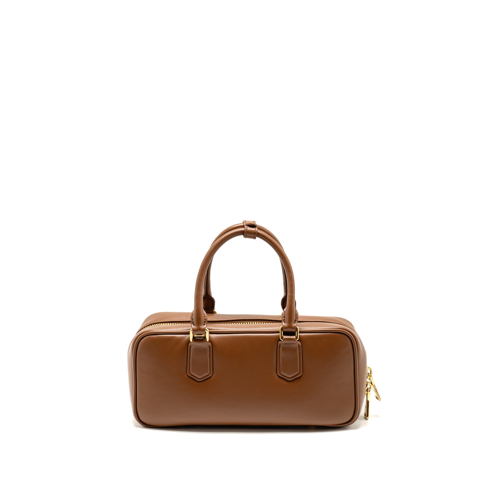MIU MIU COGNAC ARCADIE LEATHER BAG BROWN GHW