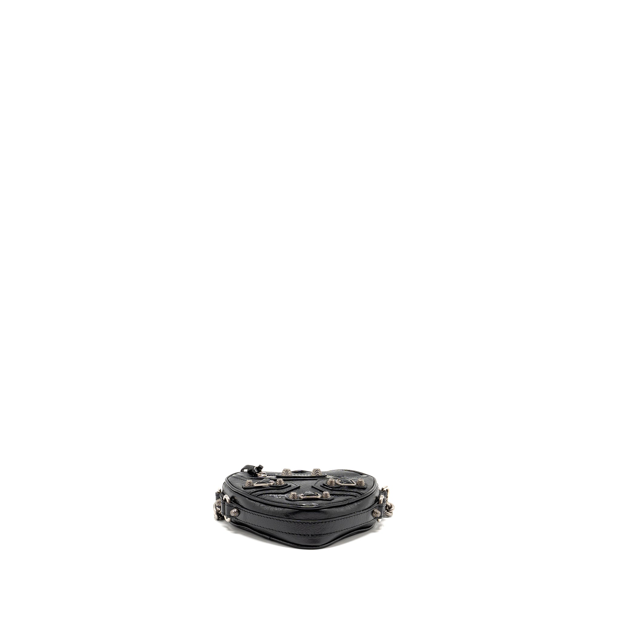 BALENCIAGA LE CAGOLE HEART MINI BAG LAMBSKIN BLACK SHW