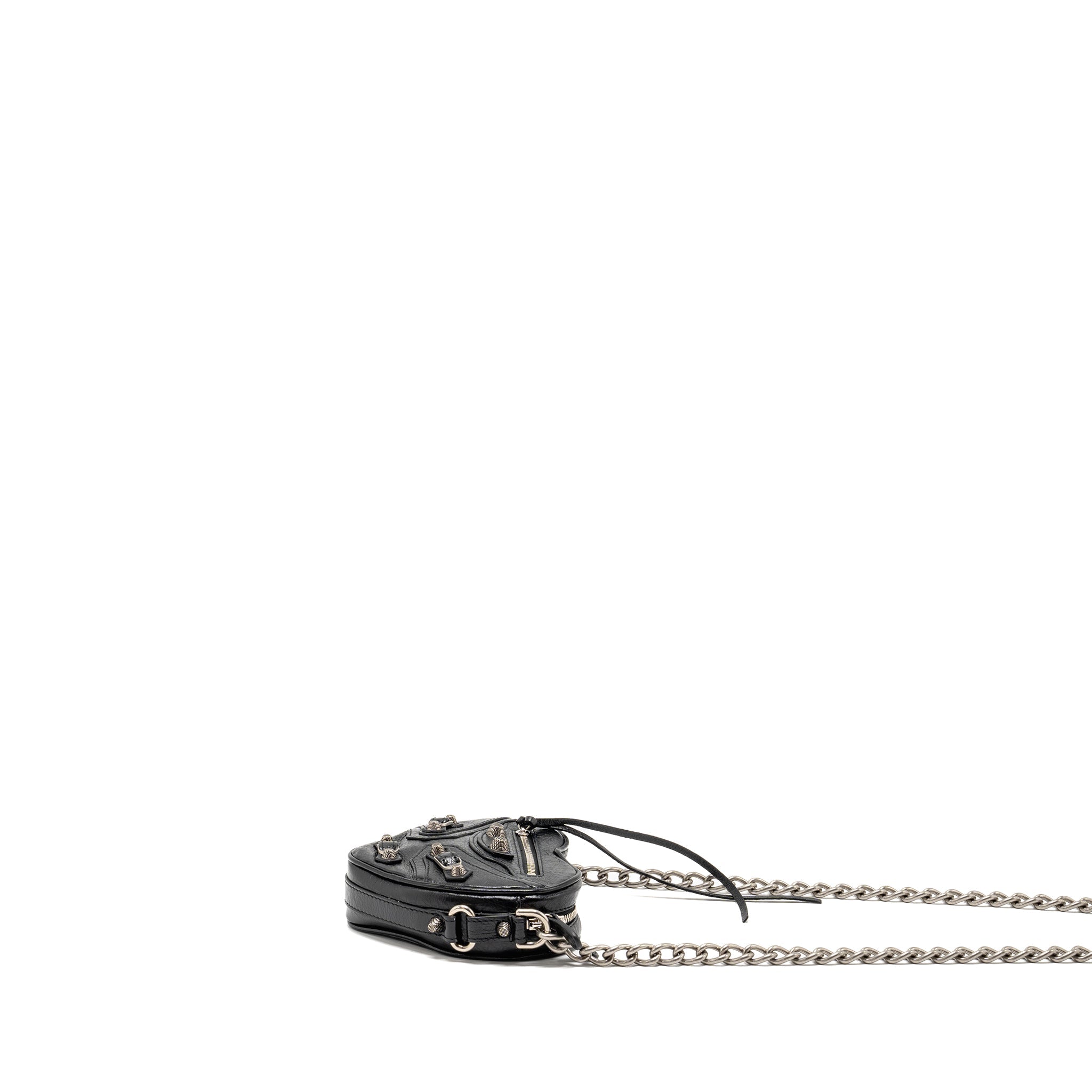 BALENCIAGA LE CAGOLE HEART MINI BAG LAMBSKIN BLACK SHW