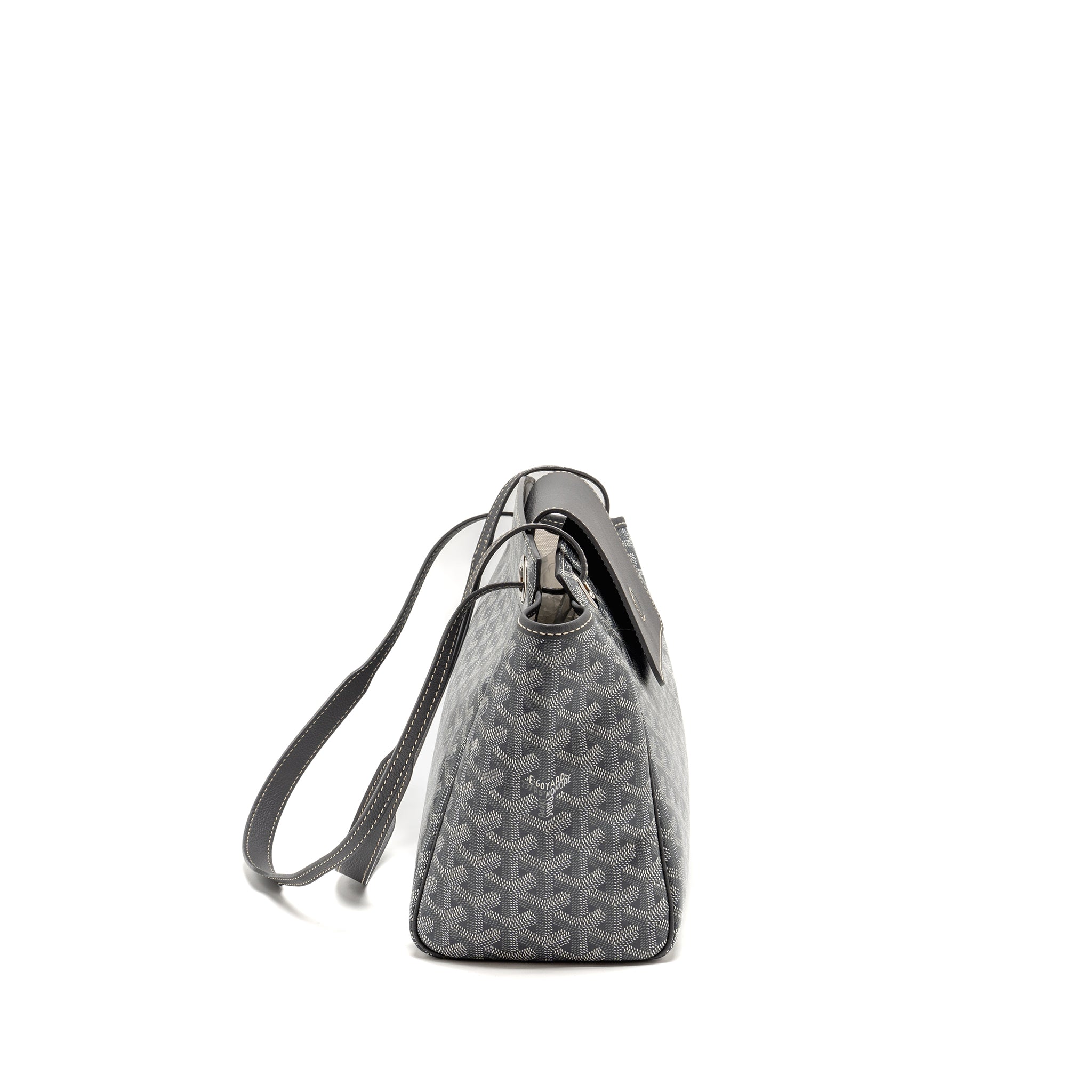 GOYARD ROUETTE SOUPLE PM BAG GOYARDLINE CANVAS / CALFSKIN GREY SHW