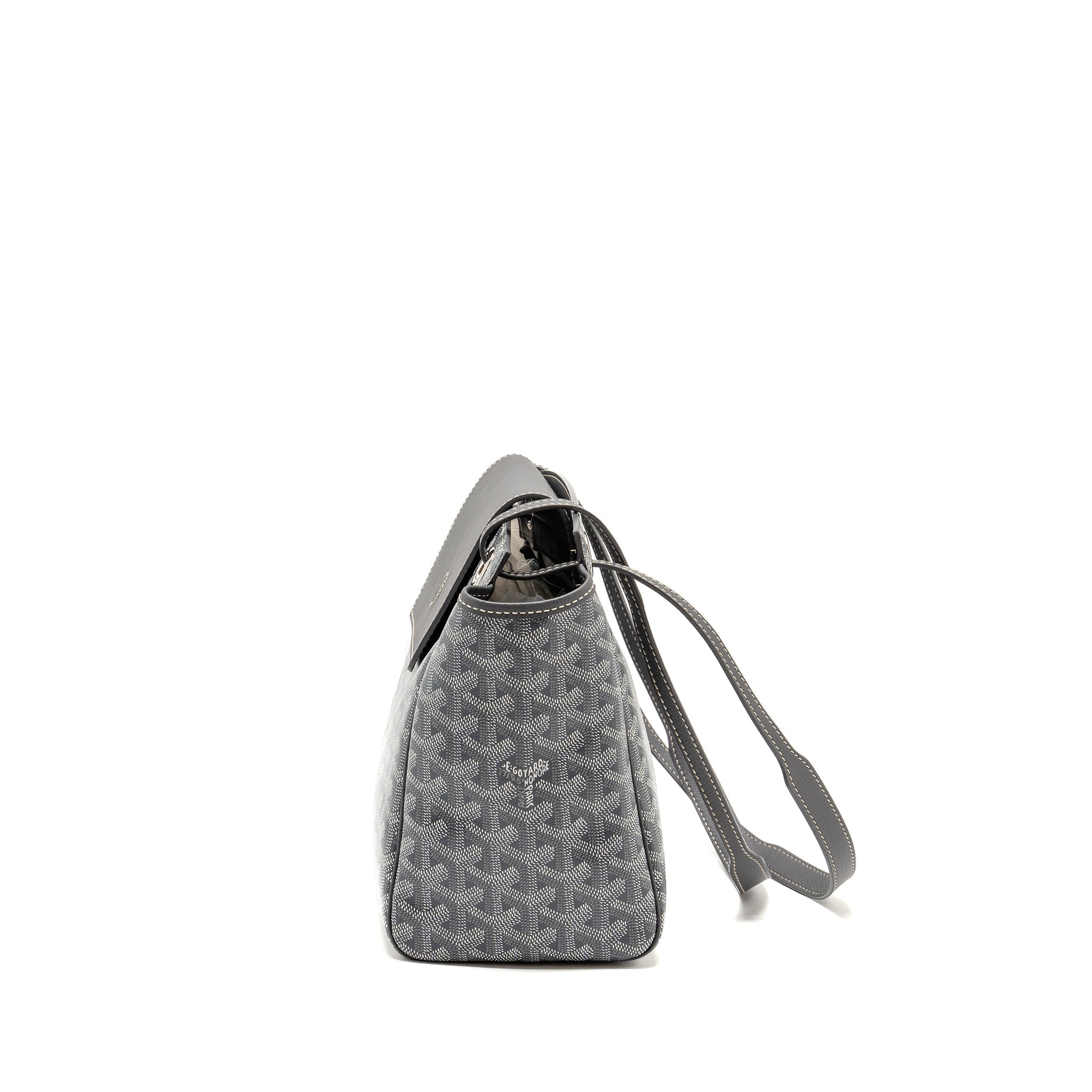 GOYARD ROUETTE SOUPLE PM BAG GOYARDLINE CANVAS / CALFSKIN GREY SHW