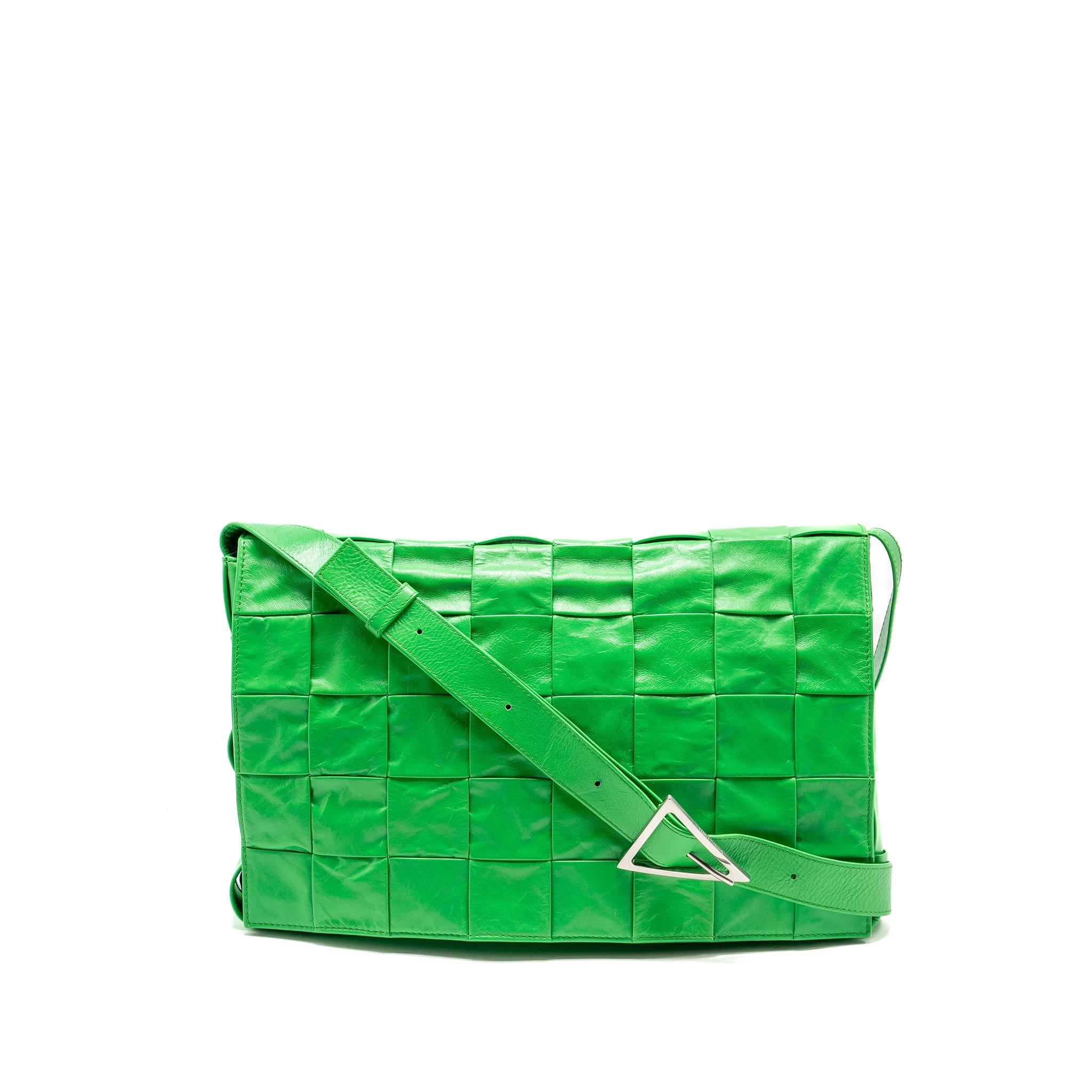 BOTTEGA VENETA MAXI CASSETTE BAG LAMBSKIN GREEN SHW