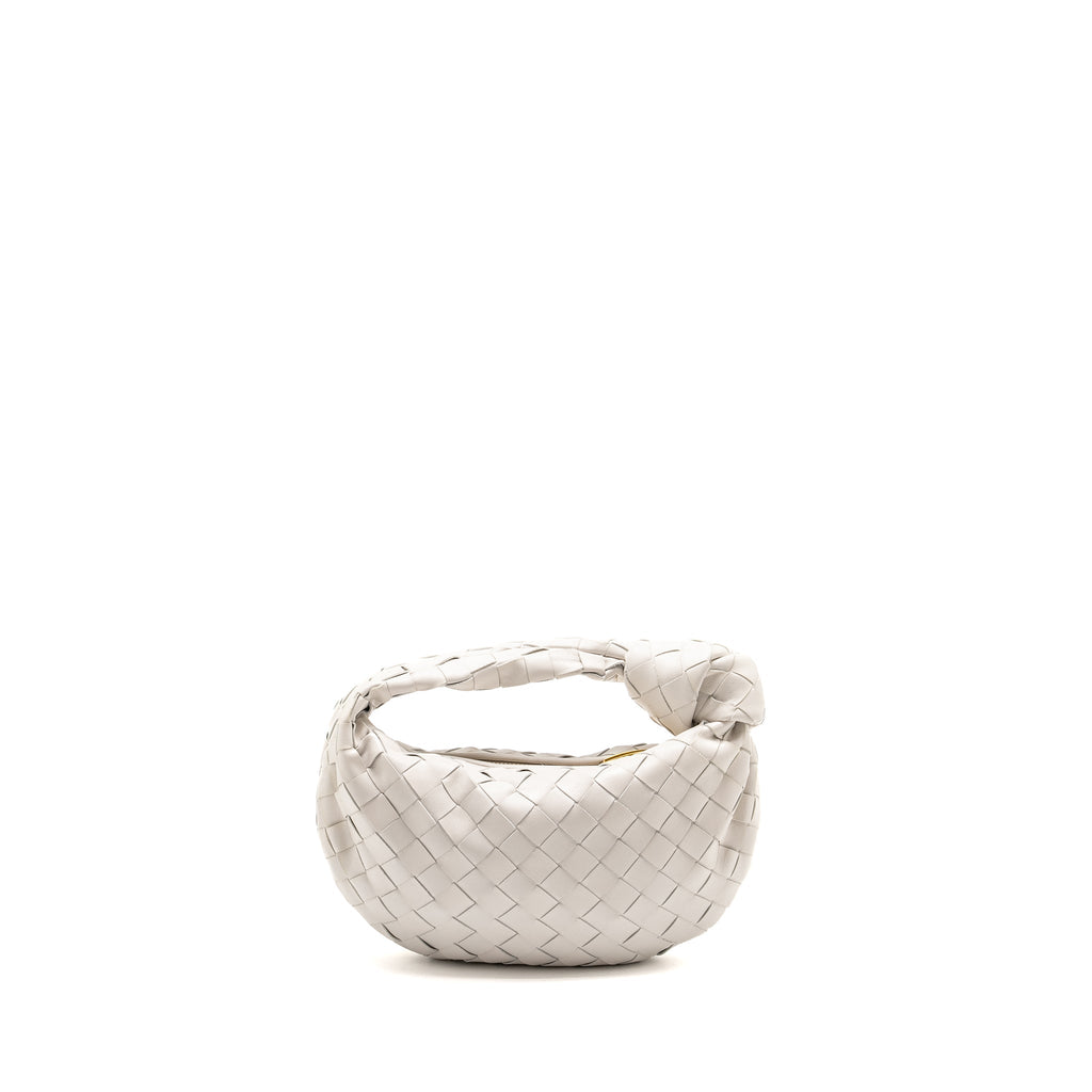 BOTTEGA VENETA MINI JODIE LAMBSKIN WHITE GHW