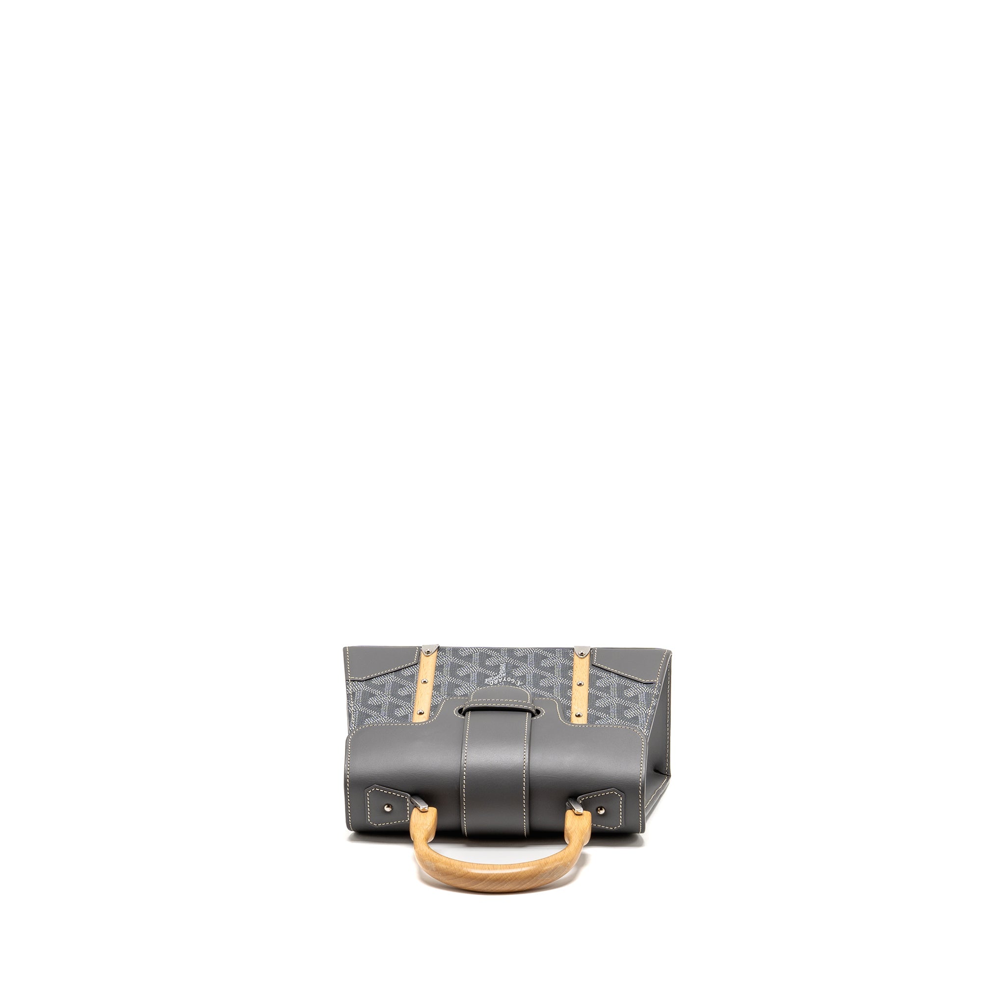 GOYARD SAIGON STRUCTURE MINI BAG GOYARDINE CANVAS/CALFSKIN GREY SHW