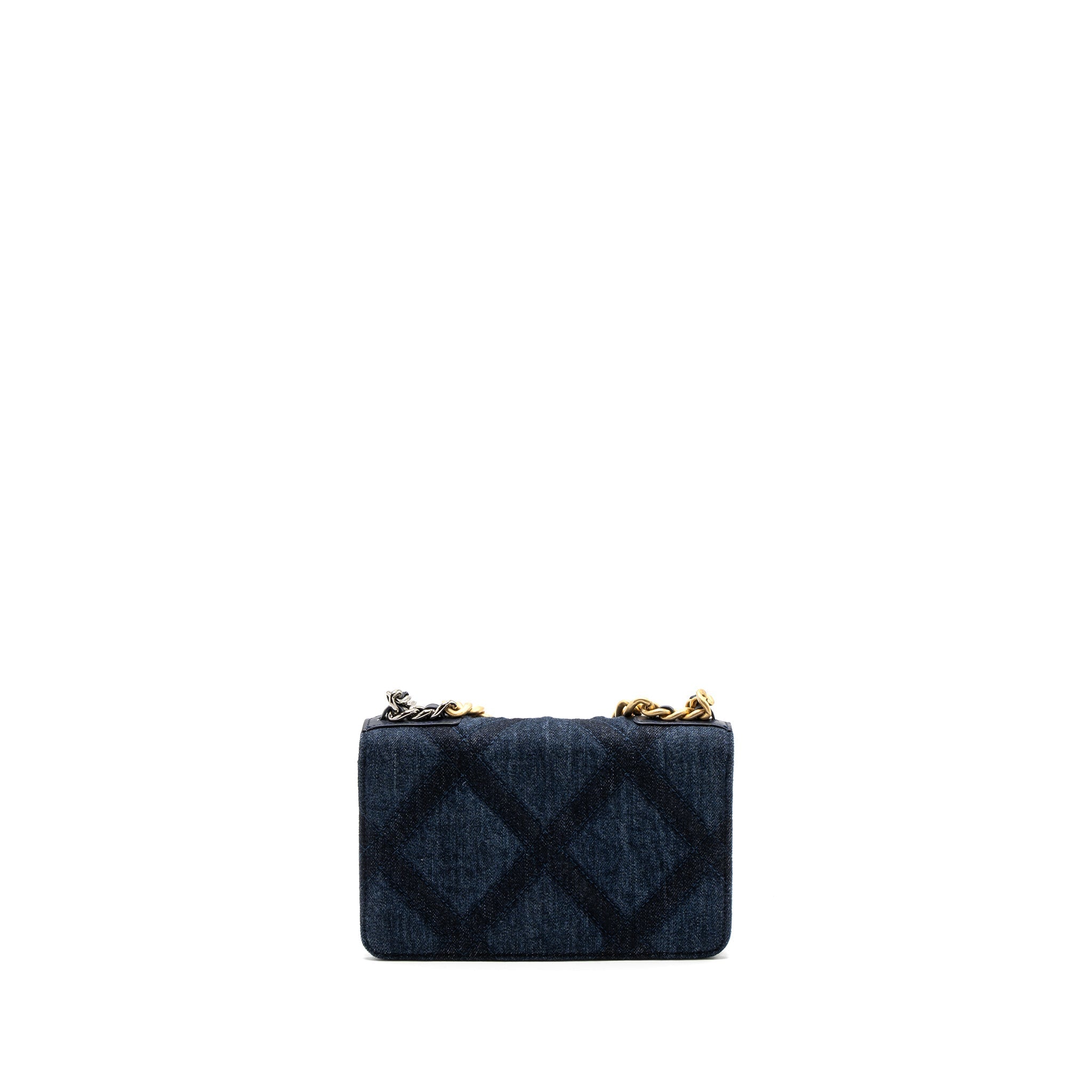 CHANEL 19 WALLET ON CHAIN LIMITED DENIM DARK BLUE MULTICOLOUR HARDWARE (MICROCHIP)