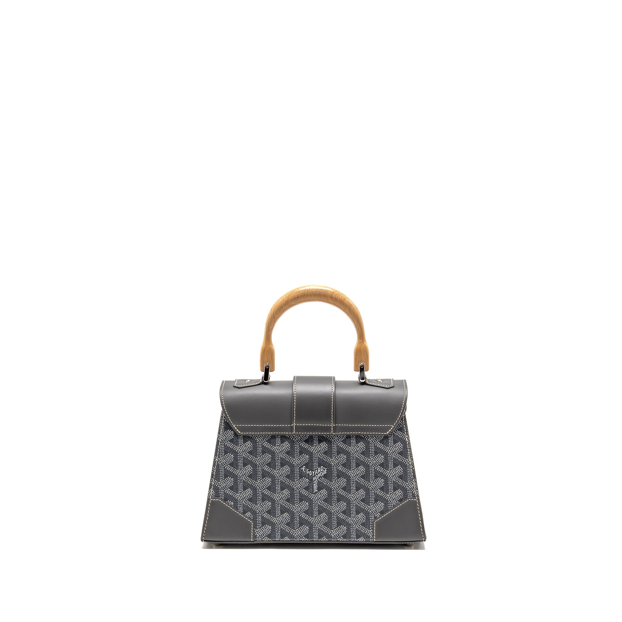 GOYARD SAIGON STRUCTURE MINI BAG GOYARDINE CANVAS/CALFSKIN GREY SHW