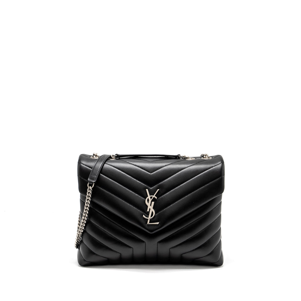 SAINT LAURENT MEDIUM LOULOU SHOULDER BAG CALFSKIN BLACK SHW