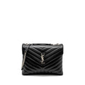 SAINT LAURENT MEDIUM LOULOU SHOULDER BAG CALFSKIN BLACK SHW