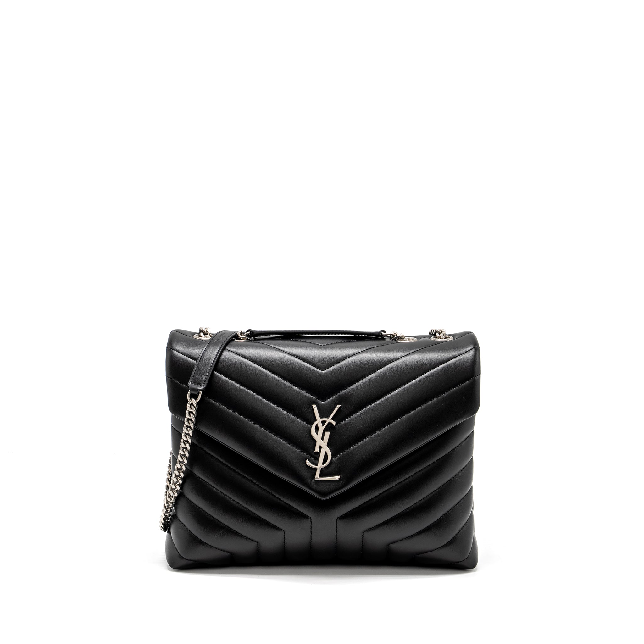 SAINT LAURENT MEDIUM LOULOU SHOULDER BAG CALFSKIN BLACK SHW