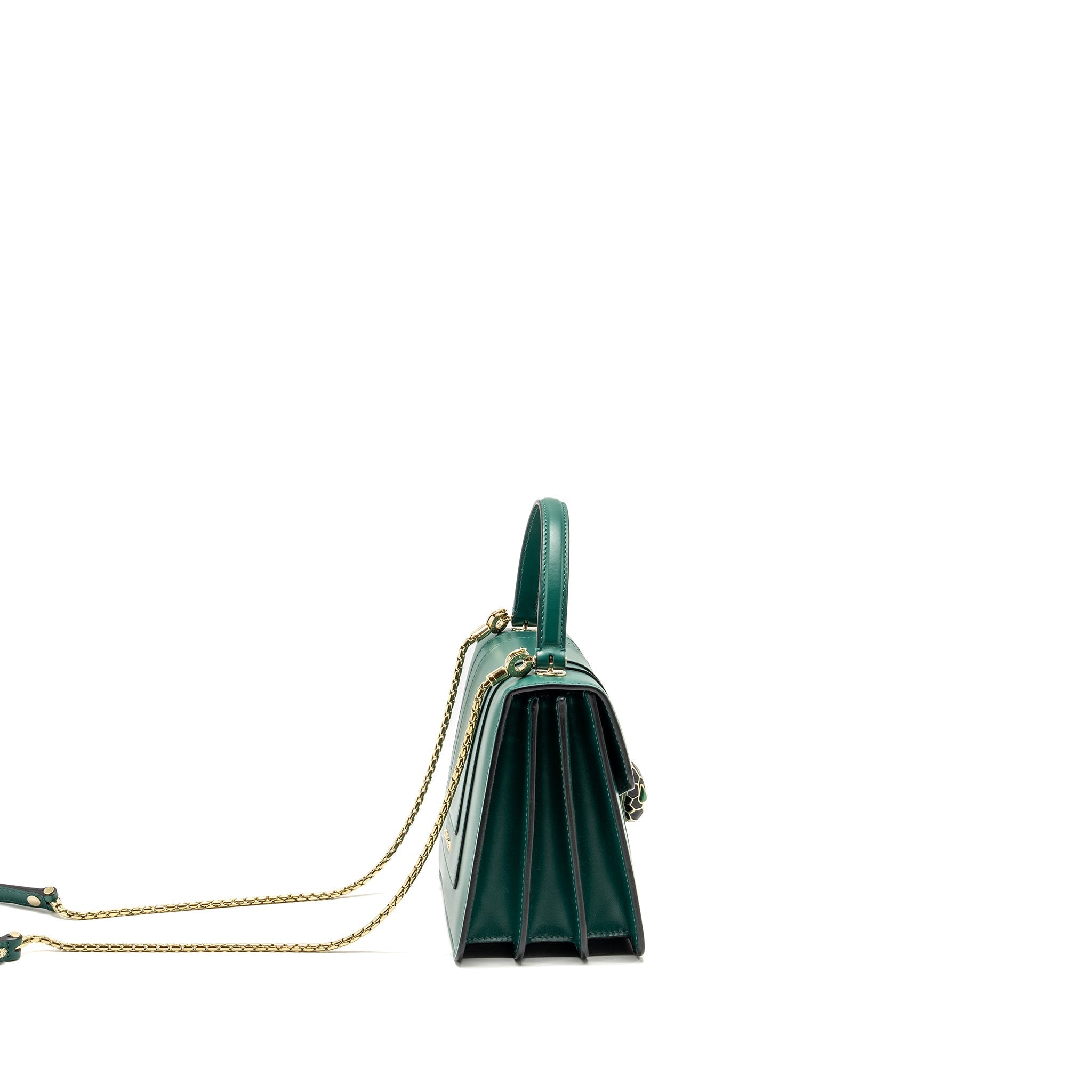 BVLGARI SERPENTI FOREVER TOP HANDLE CALFSKIN GREEN GHW