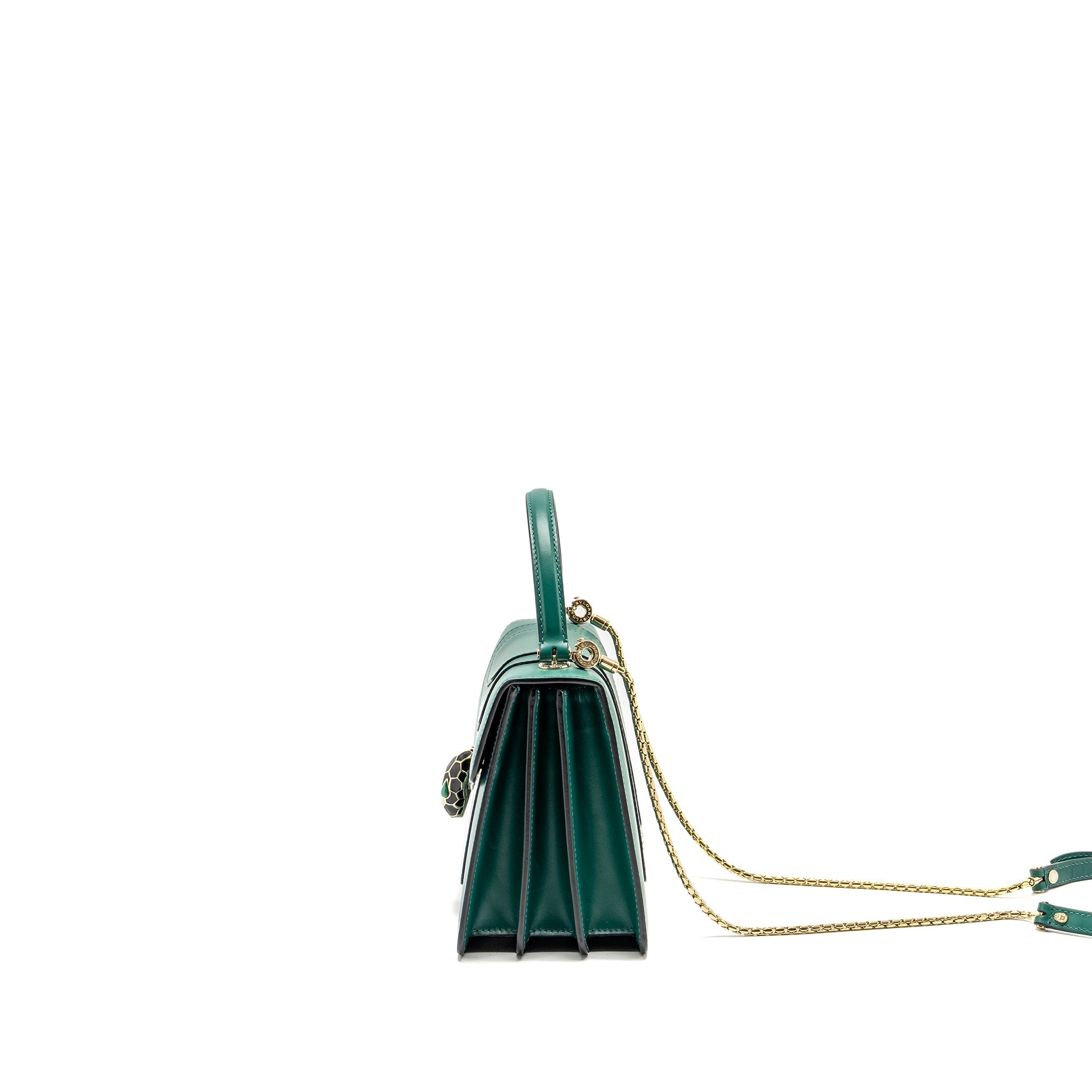 BVLGARI SERPENTI FOREVER TOP HANDLE CALFSKIN GREEN GHW