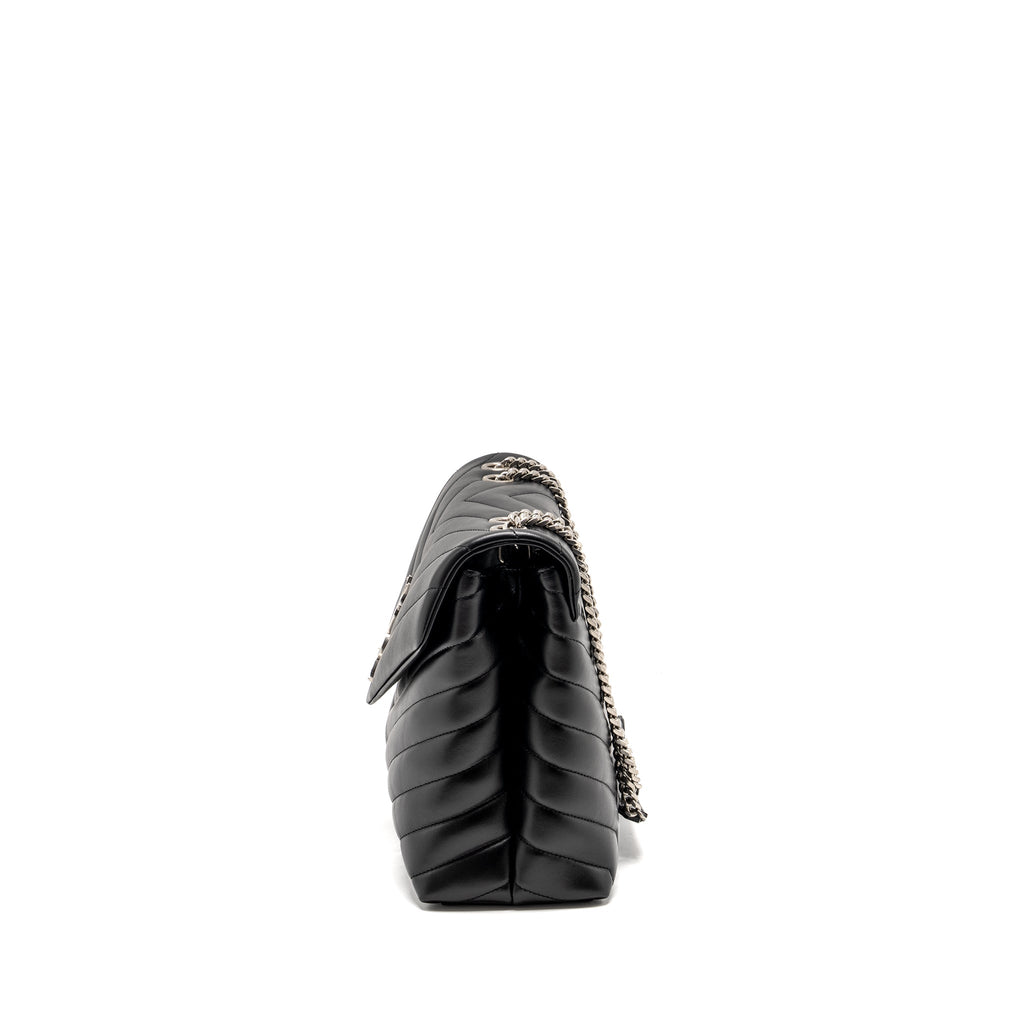 SAINT LAURENT MEDIUM LOULOU SHOULDER BAG CALFSKIN BLACK SHW