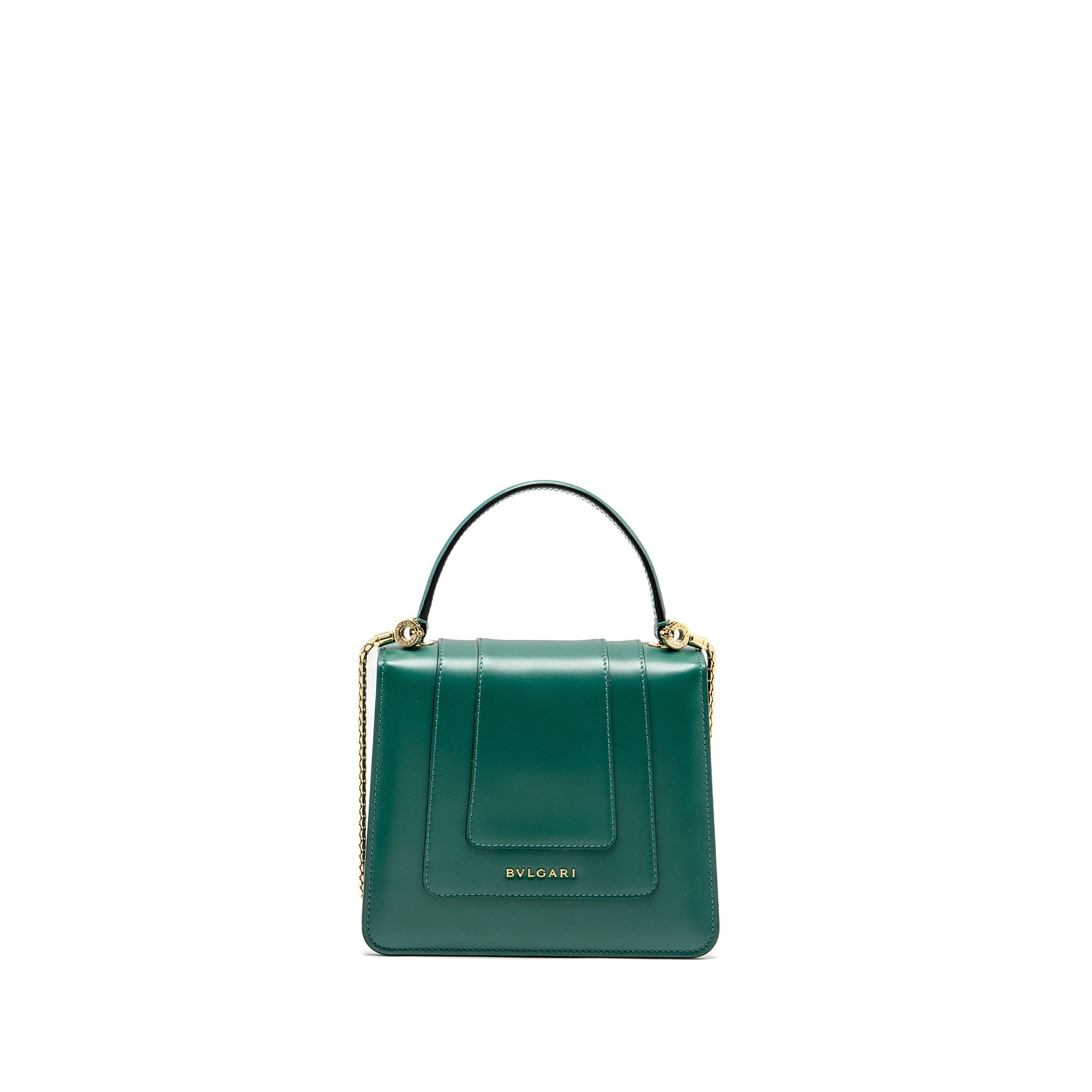 BVLGARI SERPENTI FOREVER TOP HANDLE CALFSKIN GREEN GHW