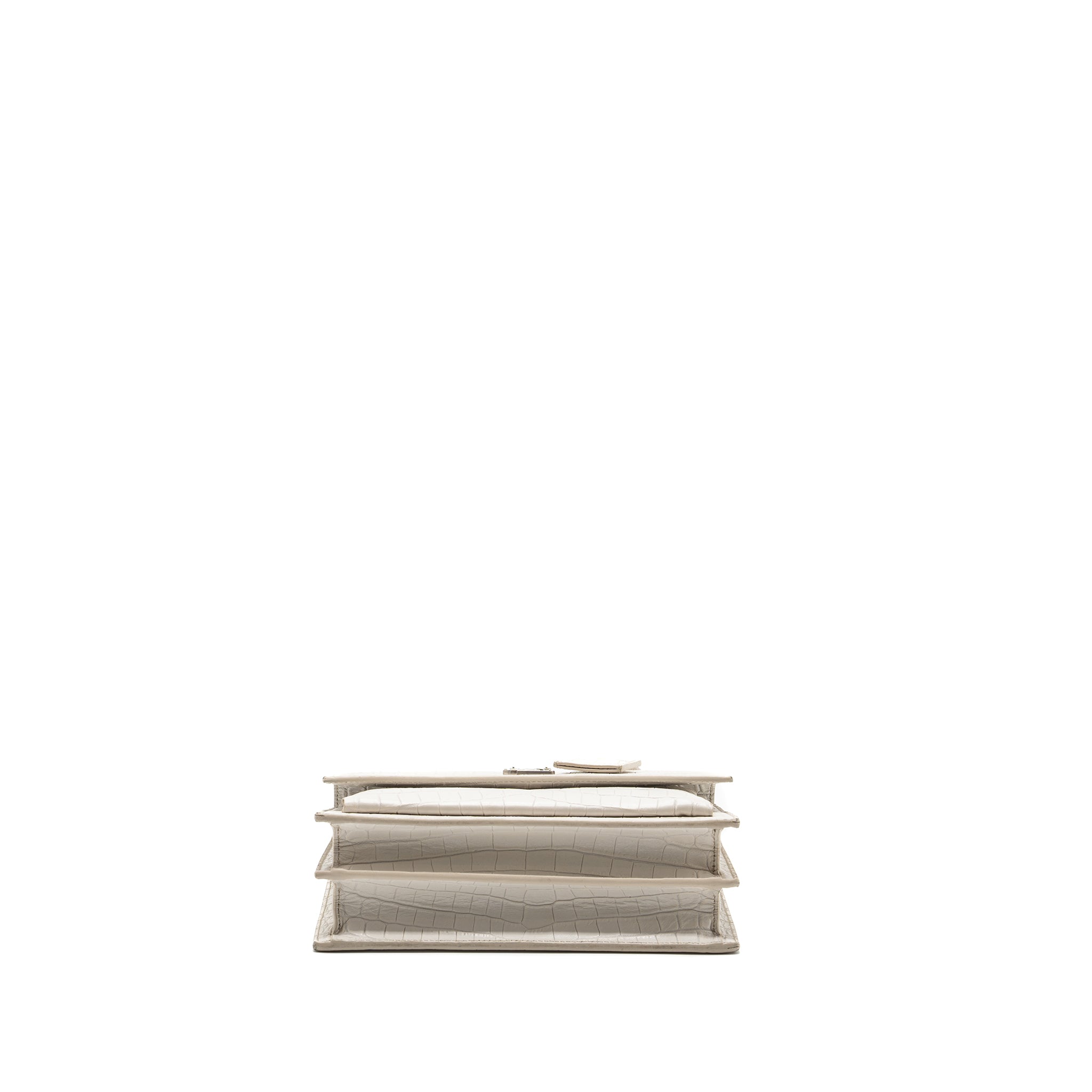SAINT LAURENT/YSL SUNSET BAG CROCODILE EMBOSSED WHITE SHW
