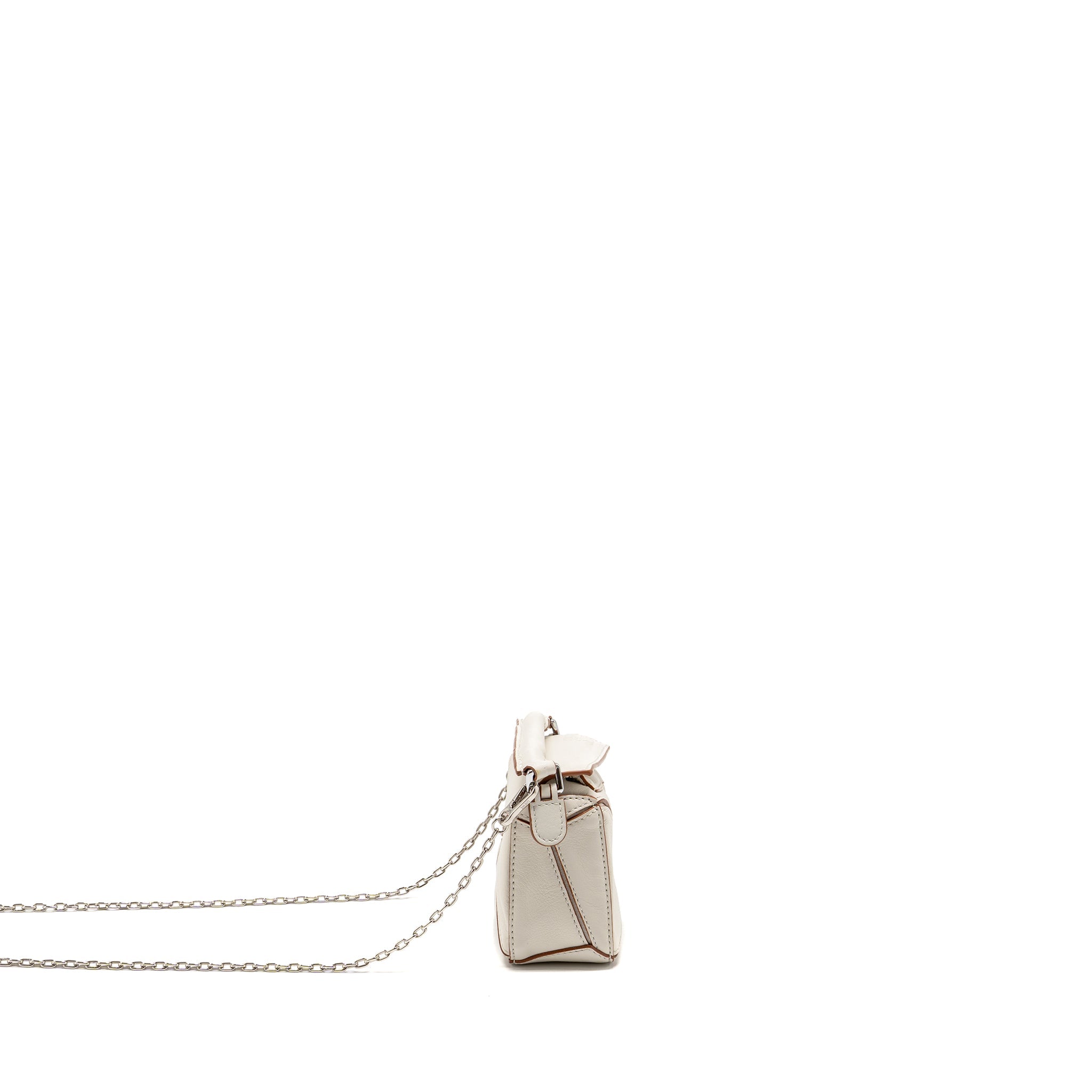 LOEWE NANO PUZZLE BAG CALFSKIN WHITE SHW