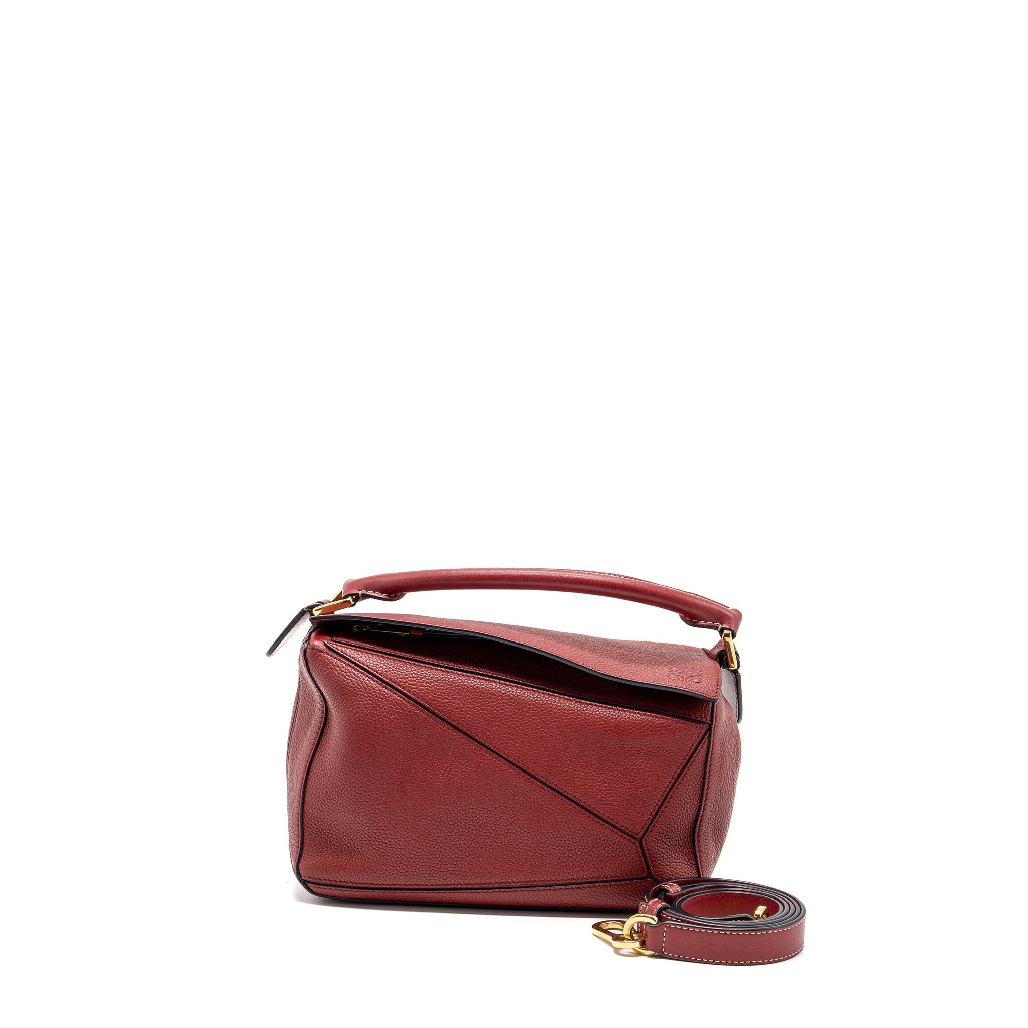 LOEWE SMALL PUZZLE GRAINED CALFSKIN RED GHW