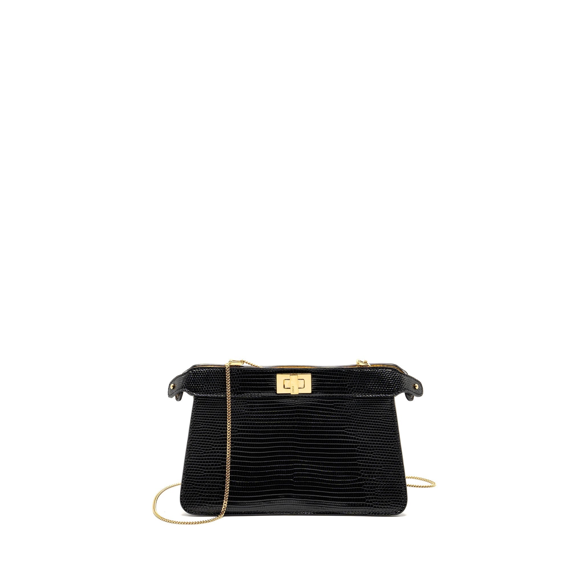 FENDI PEEKABOO I SEE YOU BAG LIZARD BLACK GHW