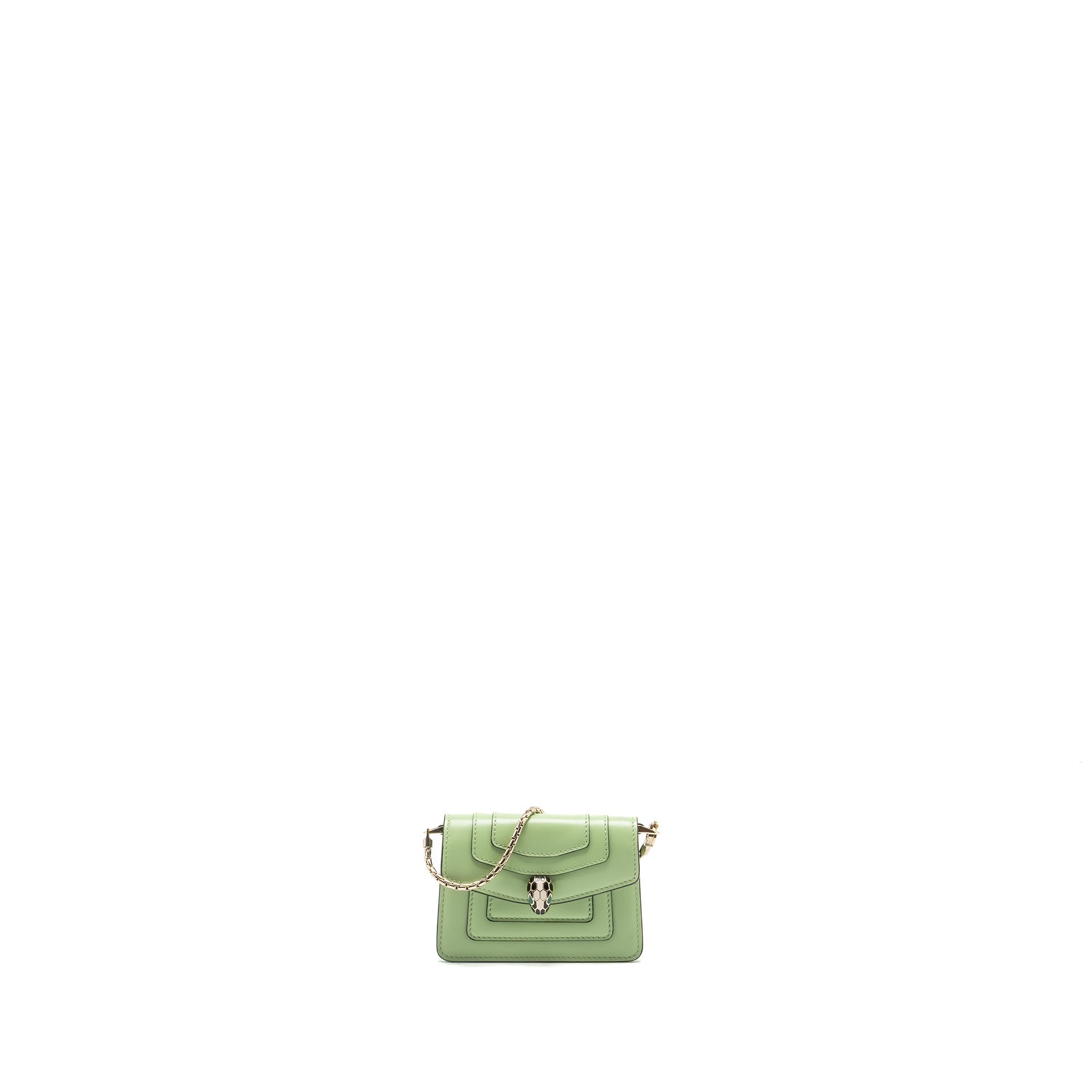 BVLGARI SERPENTI FOREVER CARD HOLDER CHARM CALFSKIN LIGHT GREEN SHW