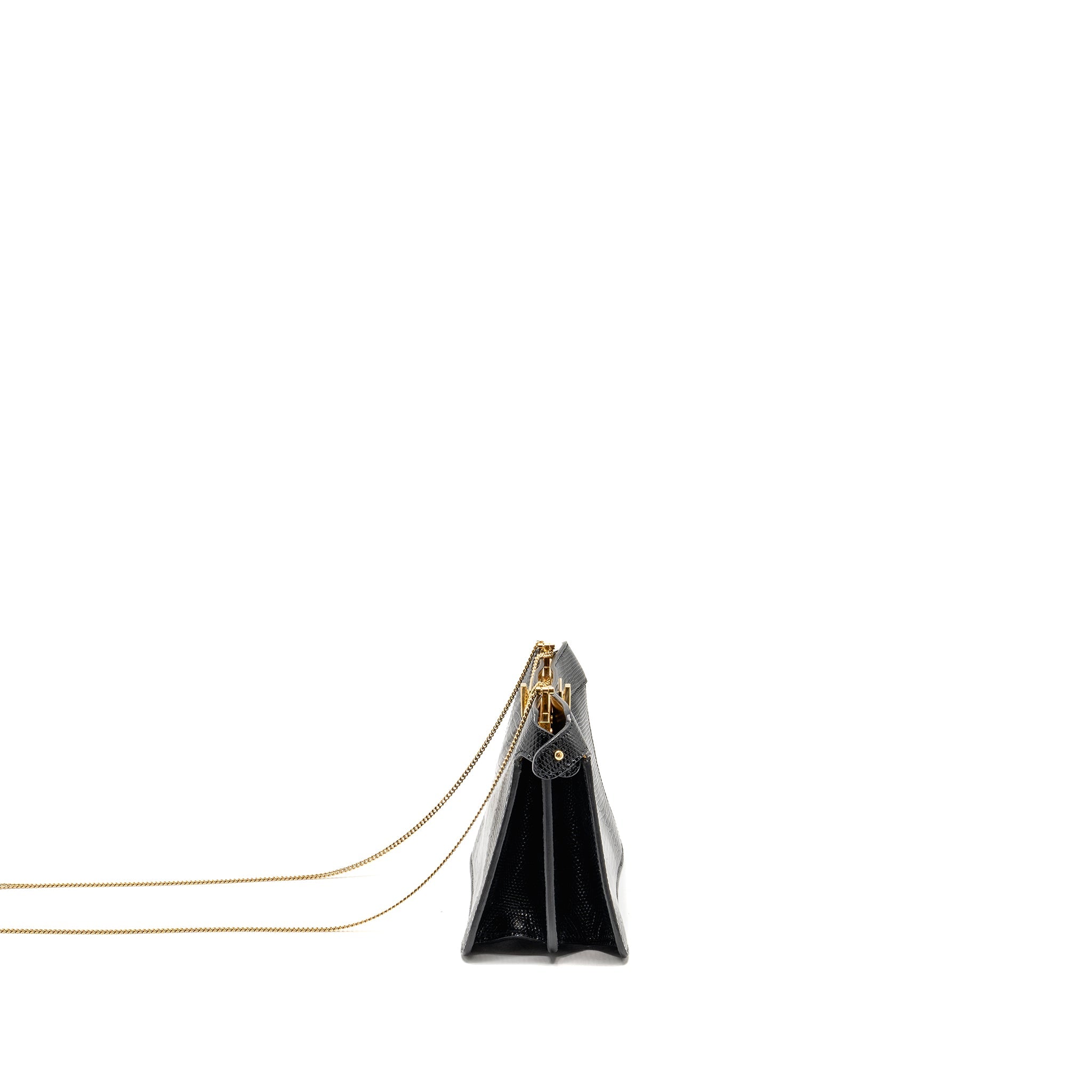 FENDI PEEKABOO I SEE YOU BAG LIZARD BLACK GHW